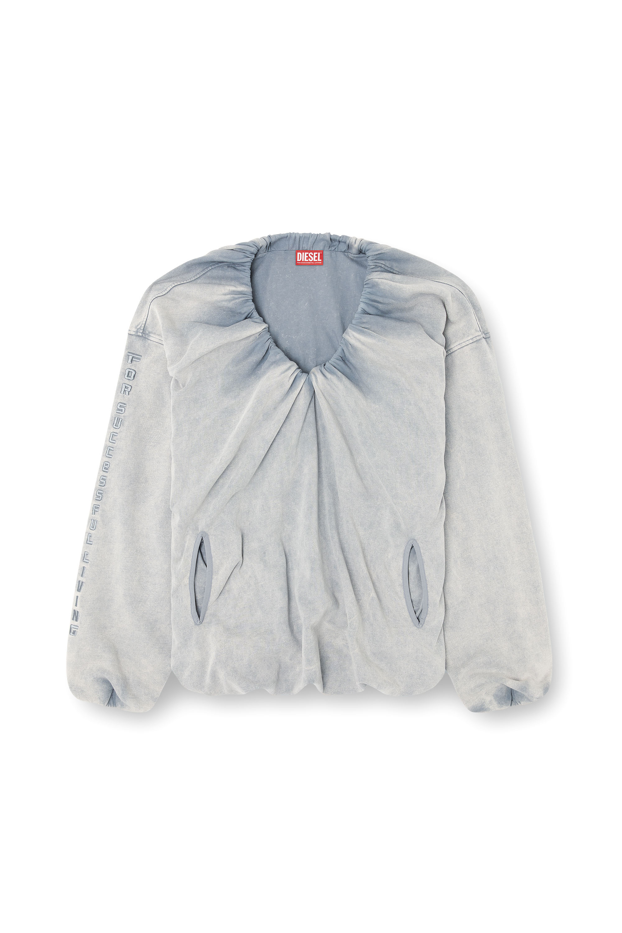 Diesel - F-INDY, Felpa arricciata effetto bleach Donna in Grigio - 3