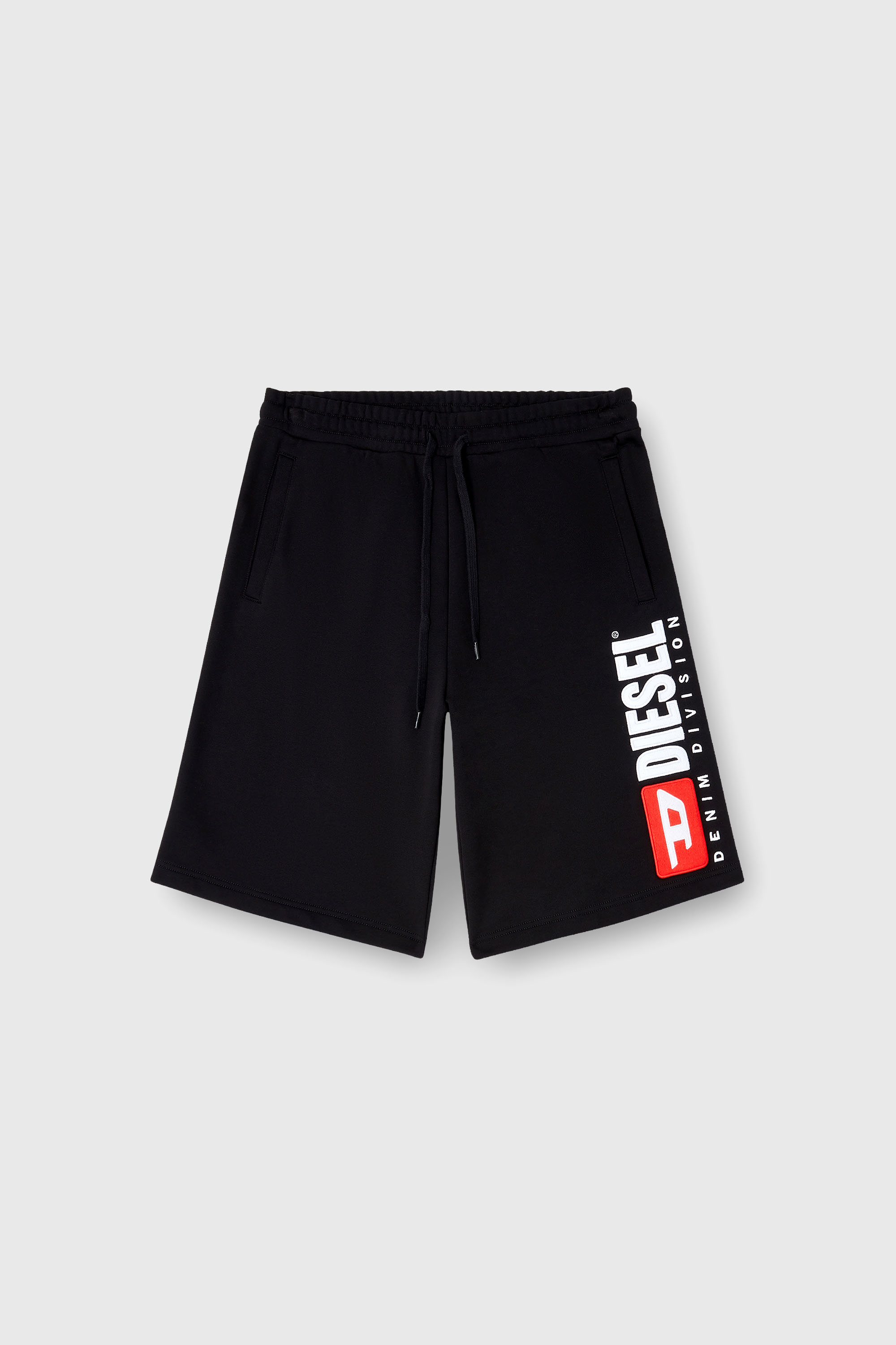 Diesel - P-CROW-DIV, Shorts in pile con maxi patch logo Uomo in Nero - 2