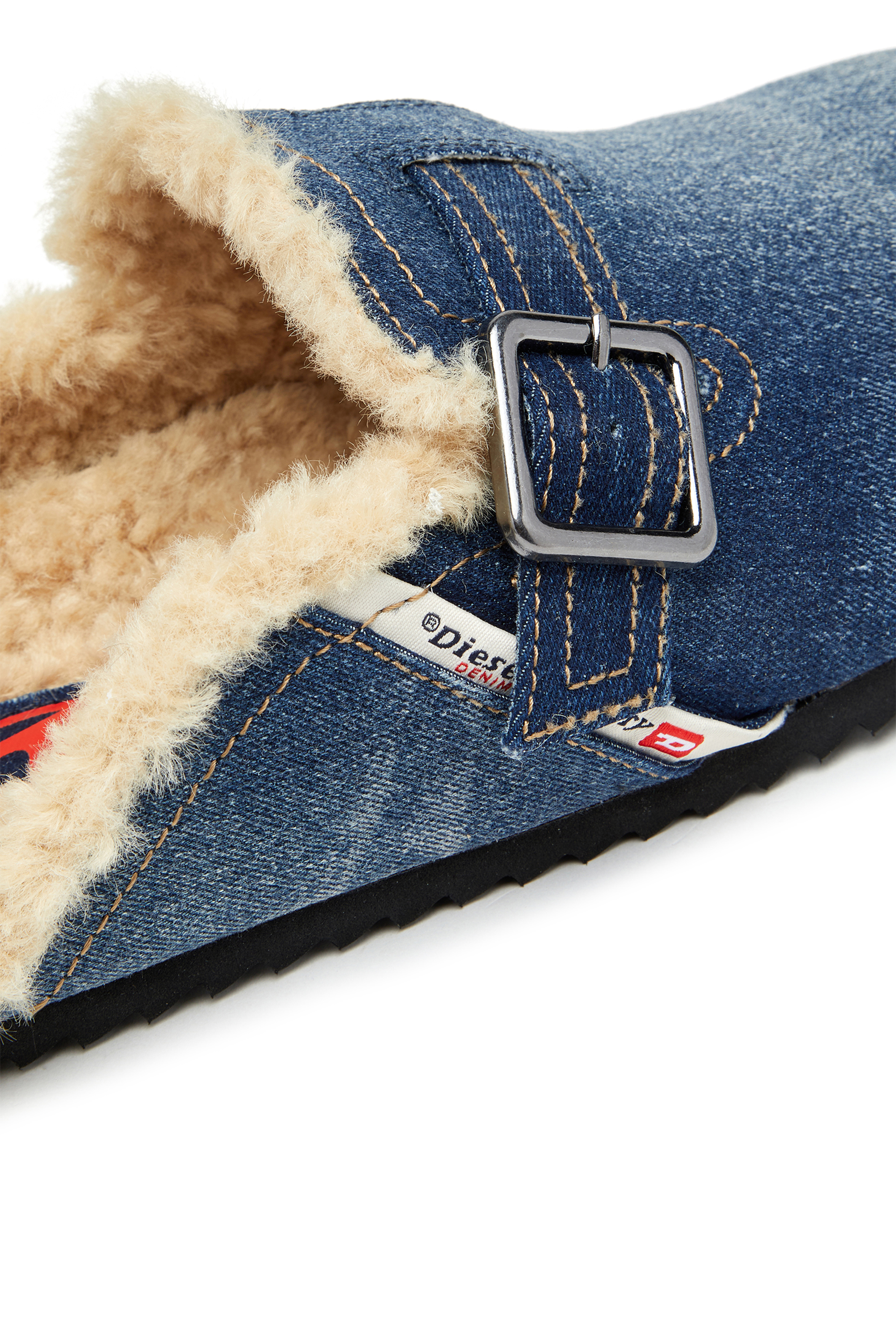 Diesel - D-WOODSTOCK X, D-Woodstock-Mule in denim con interno fluffy Uomo in Blu - 6