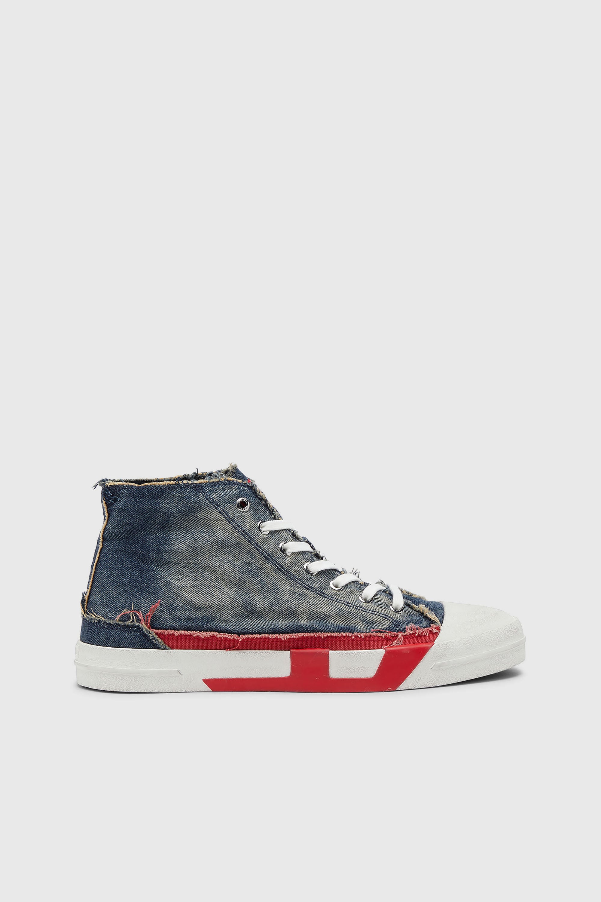 Diesel - S-D-VERSE MID II, S-D-Verse-Sneaker high-top in denim con logo D Uomo in Blu - 1