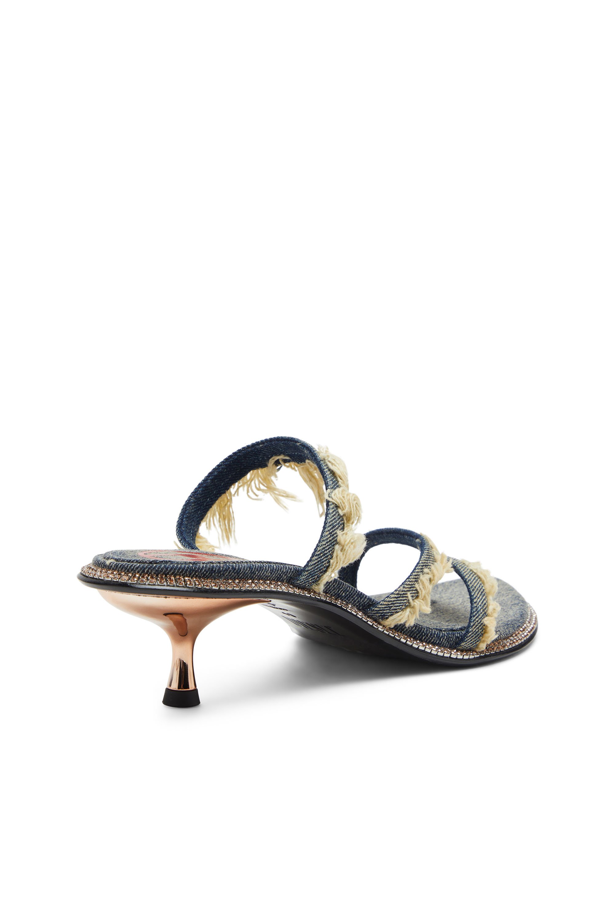 Women's D-Havanna Kittie-Frayed-denim mules with crystals