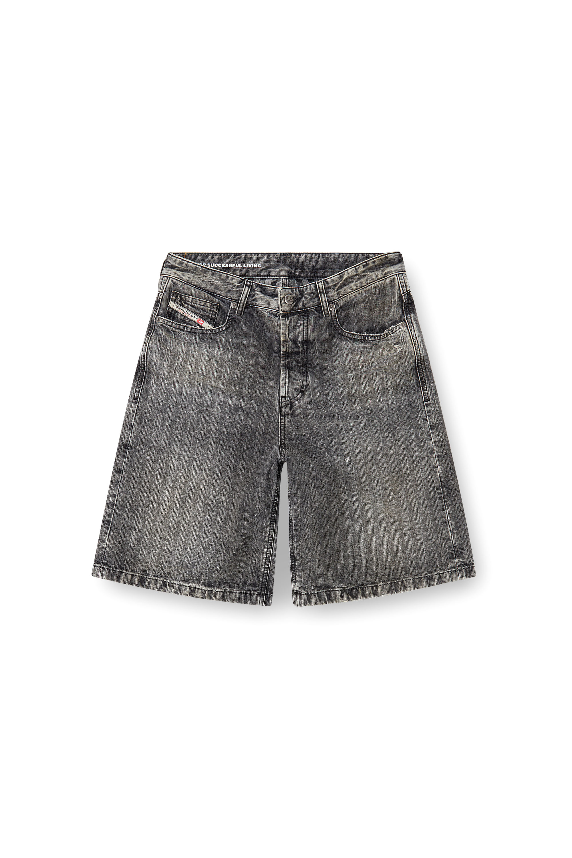 Diesel - DE-SIRE-SHORT, Short in denim herringbone Donna in Grigio - 3