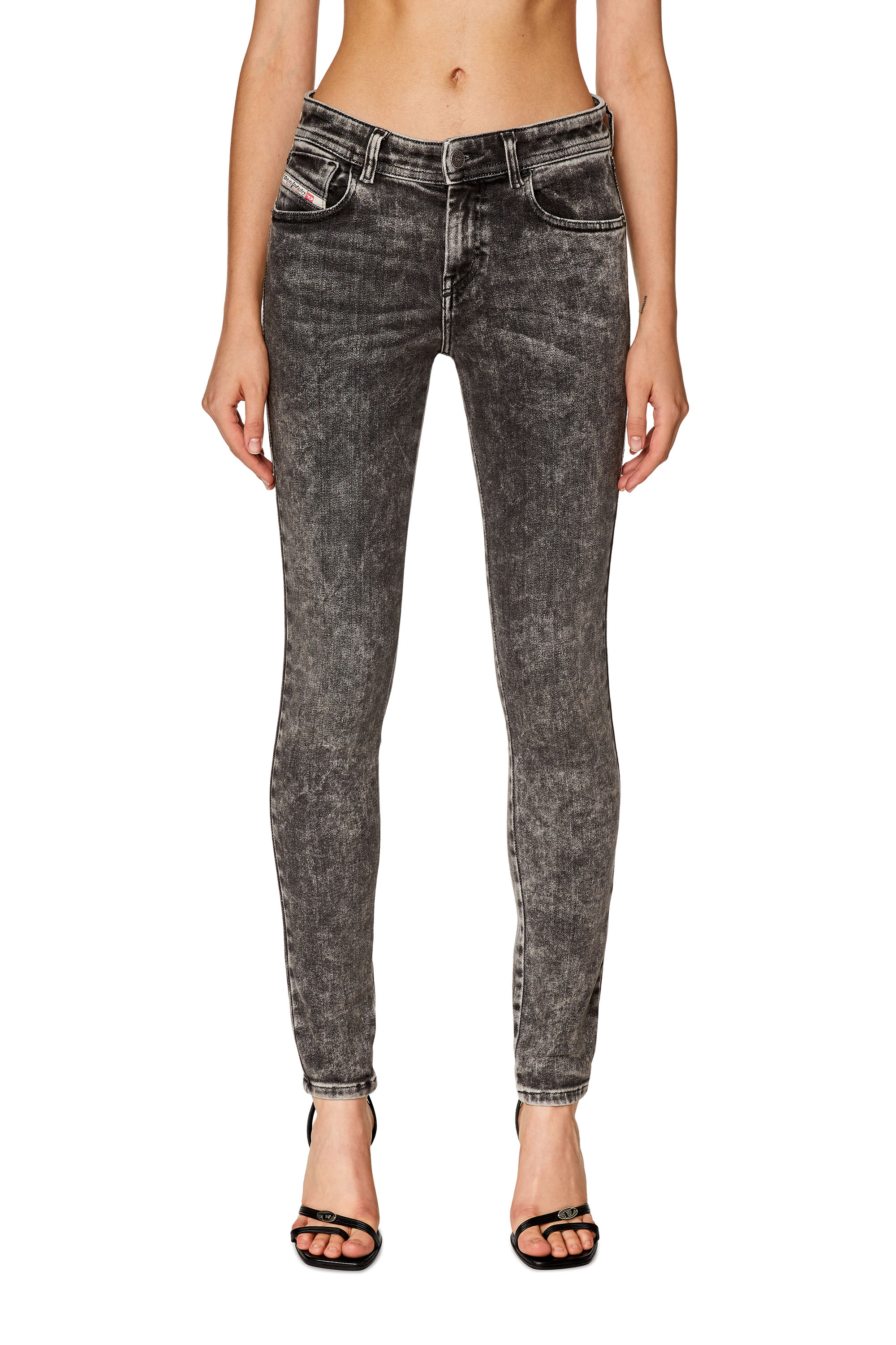Diesel - Super skinny Jeans 2017 Slandy 09F80, Nero/Grigio scuro - Image 2