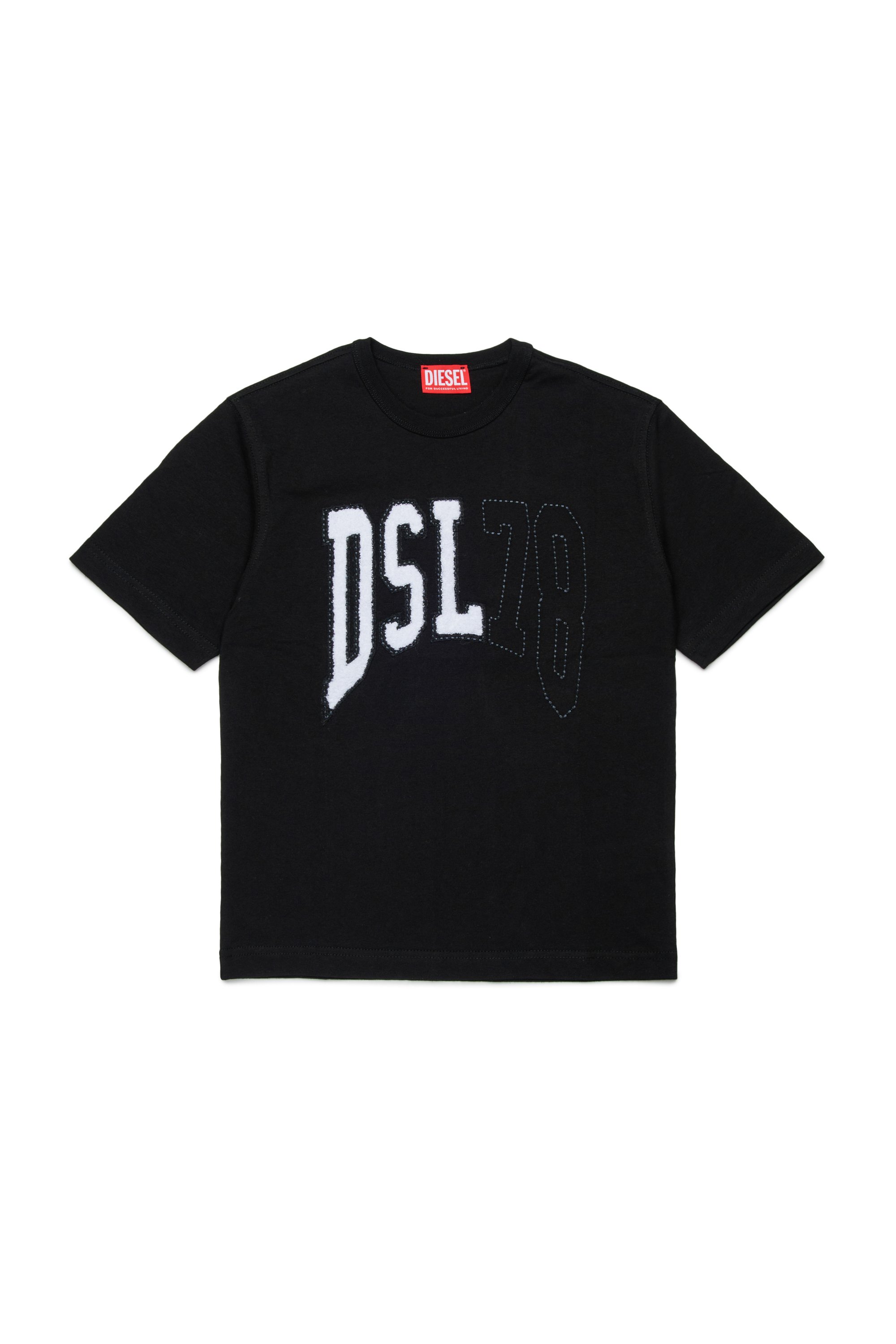 Diesel - TWASHN OVER, T-shirt con logo DSL78 in stile college Uomo in Nero - 1