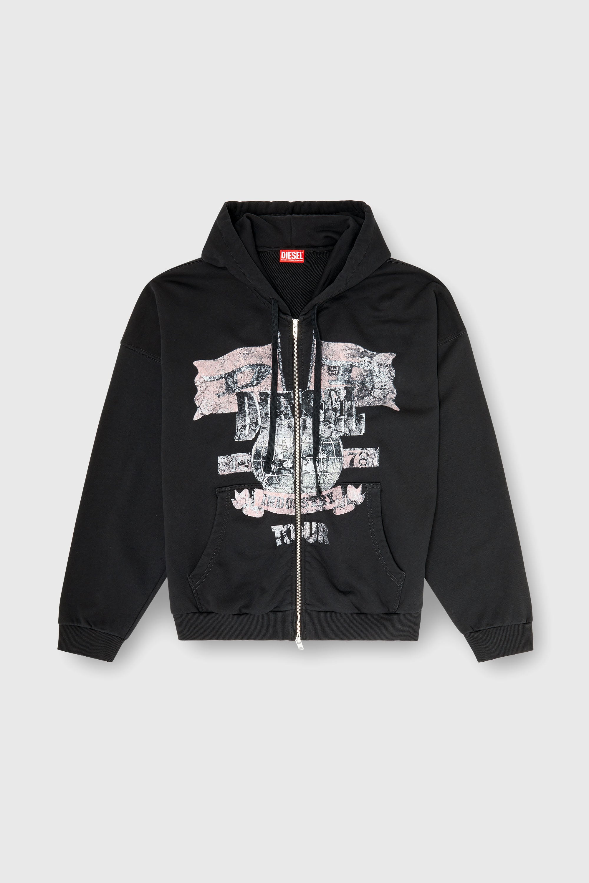 Diesel - S-WILL-ZIP, Felpa con zip e grafiche da concerto Uomo in Nero - 2