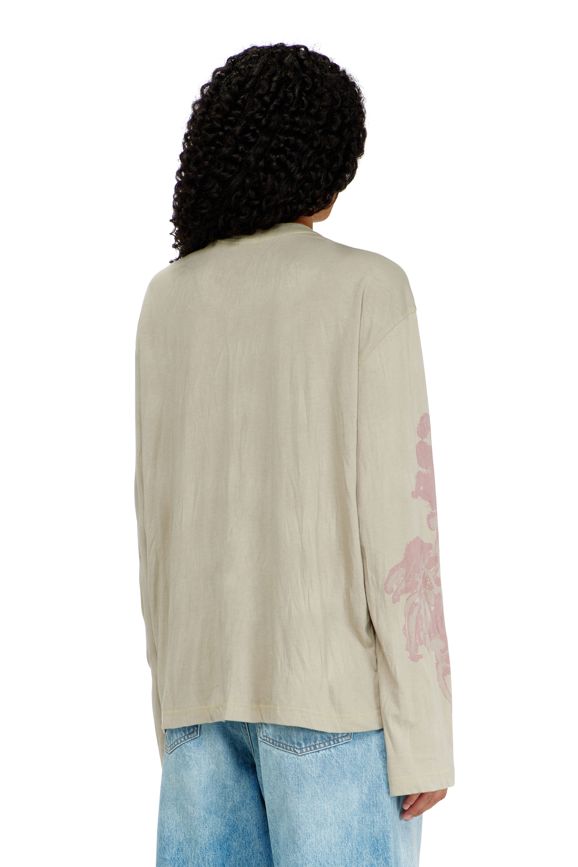 Diesel - T-HILARY-LS-AA1, T-shirt a manica lunga in cotone con stampa grafica Donna in Beige - 4