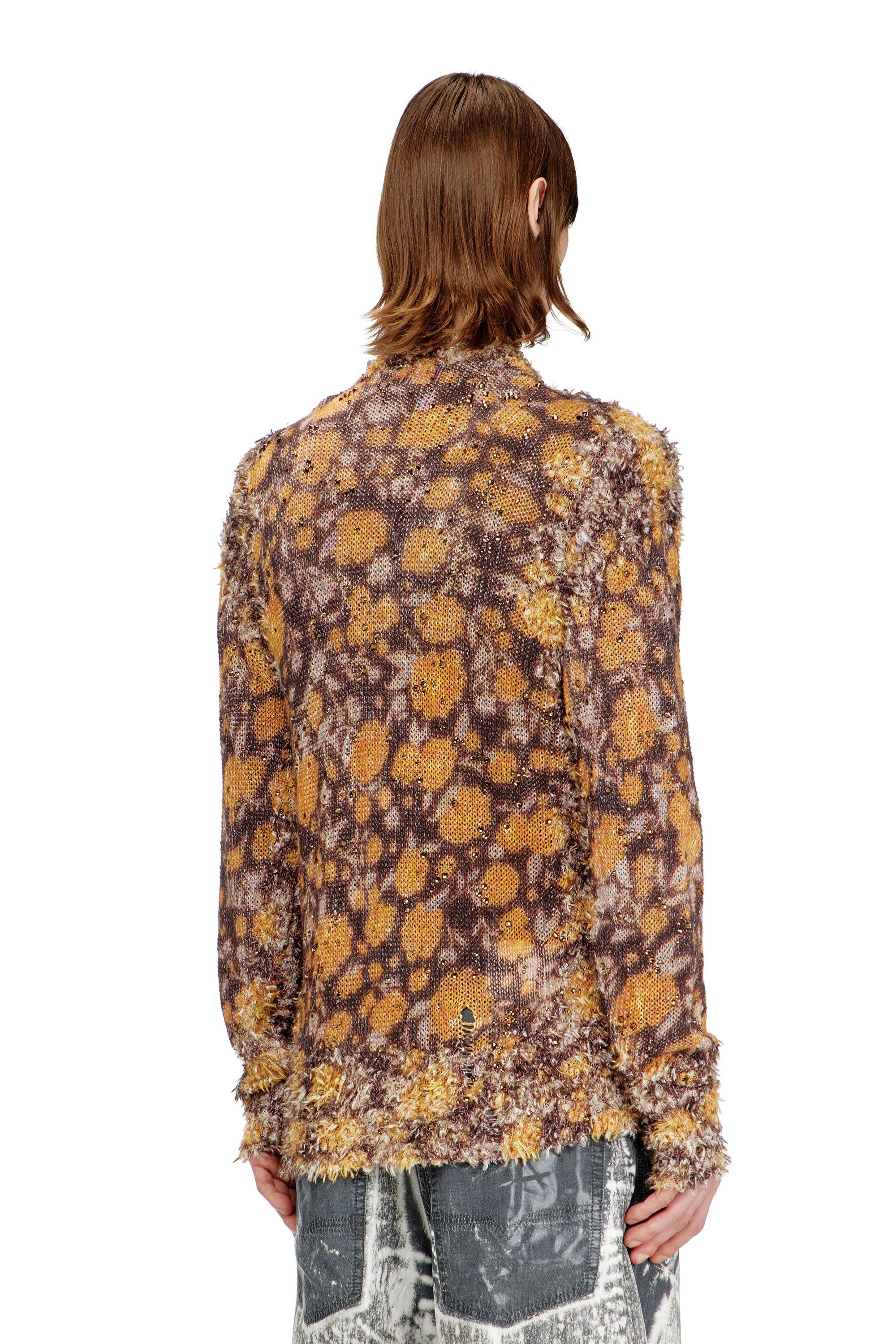 Diesel - K-LINNUS, Cardigan in misto lino stampato con cristalli Uomo in Multicolor - 4