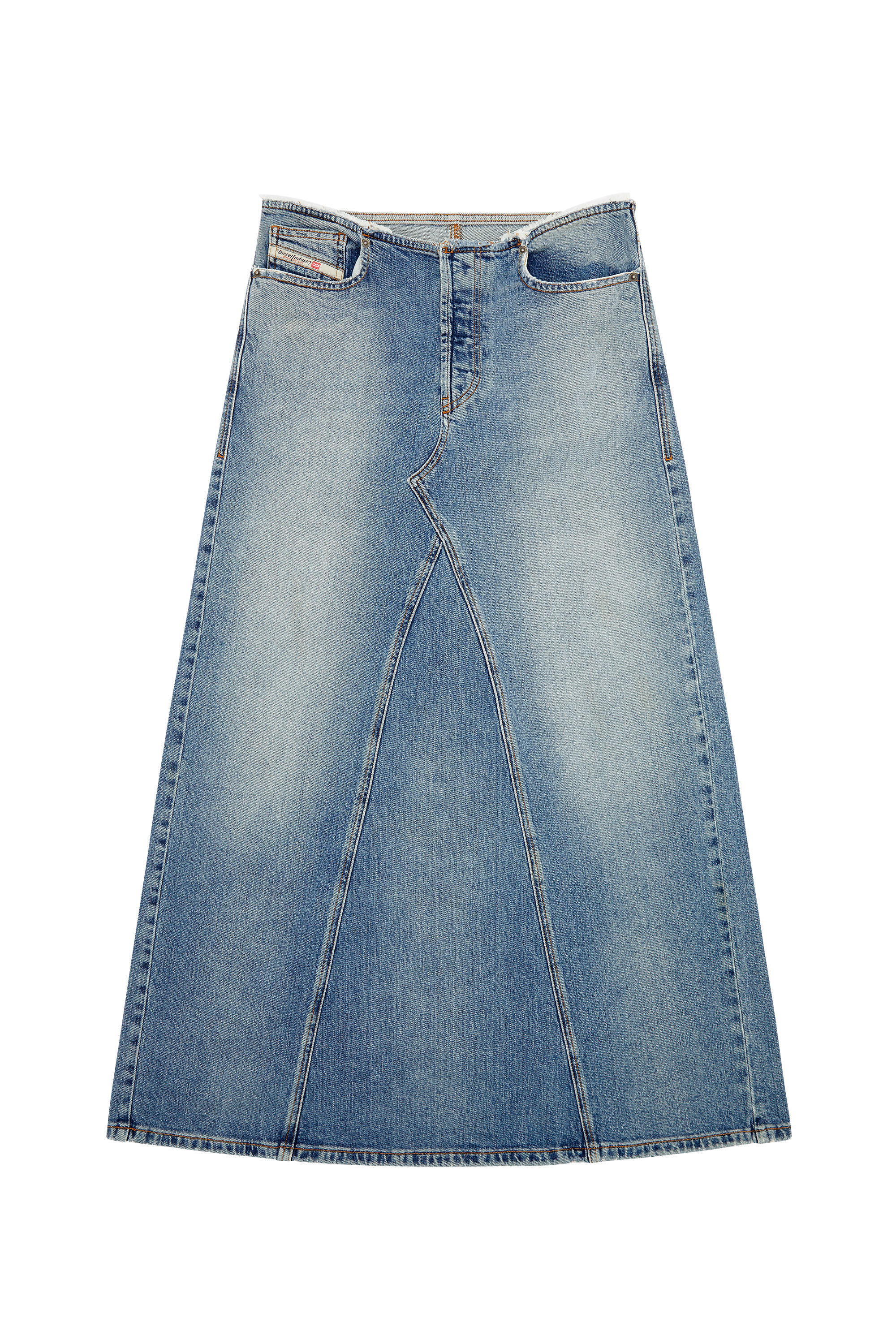 Diesel - DE-PAGO-S, Gonna lunga in denim comfort Donna in Blu - 2