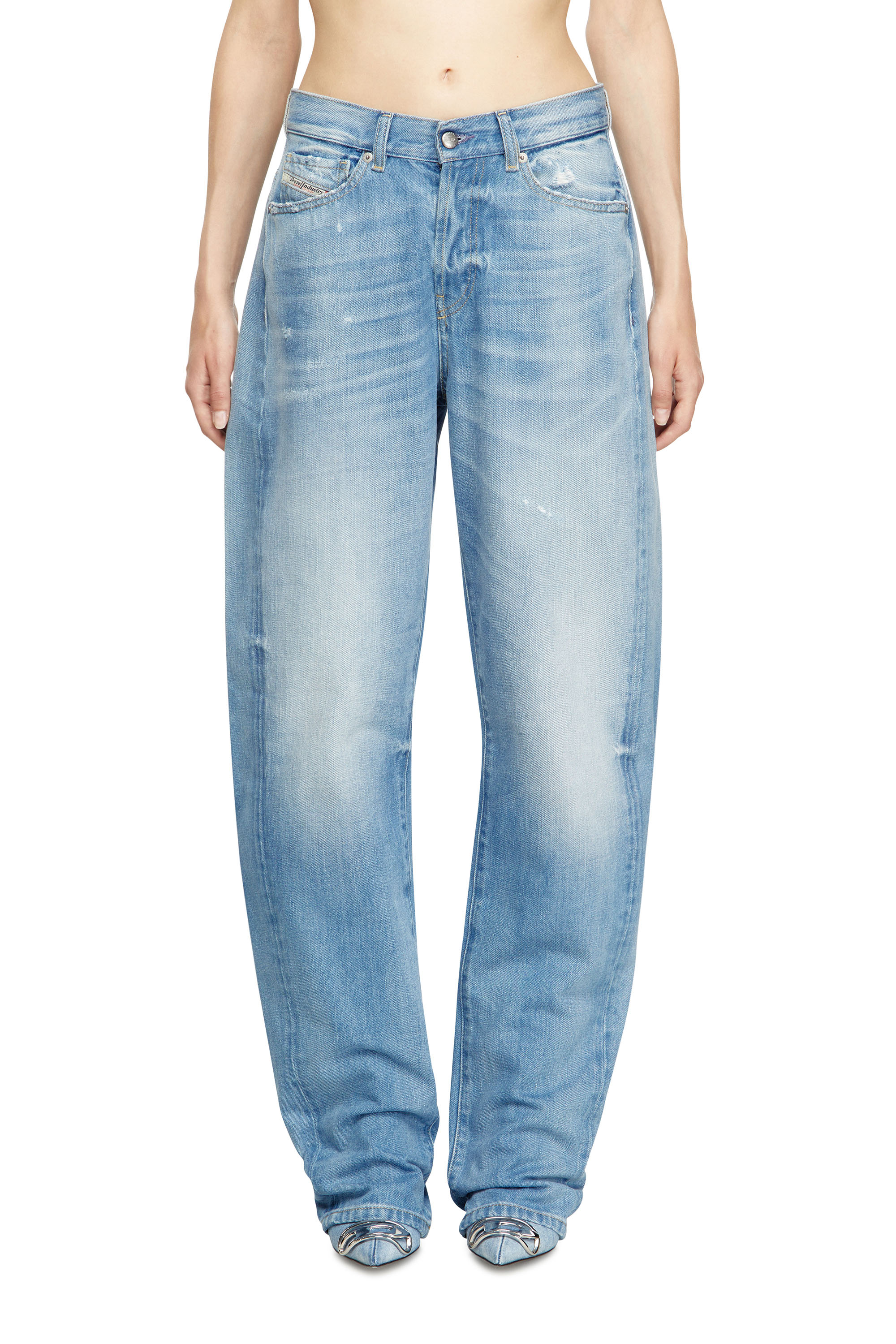 Diesel - Relaxed Jeans 1974 D-Ellz 09M24 Donna, Blu Chiaro - Image 1