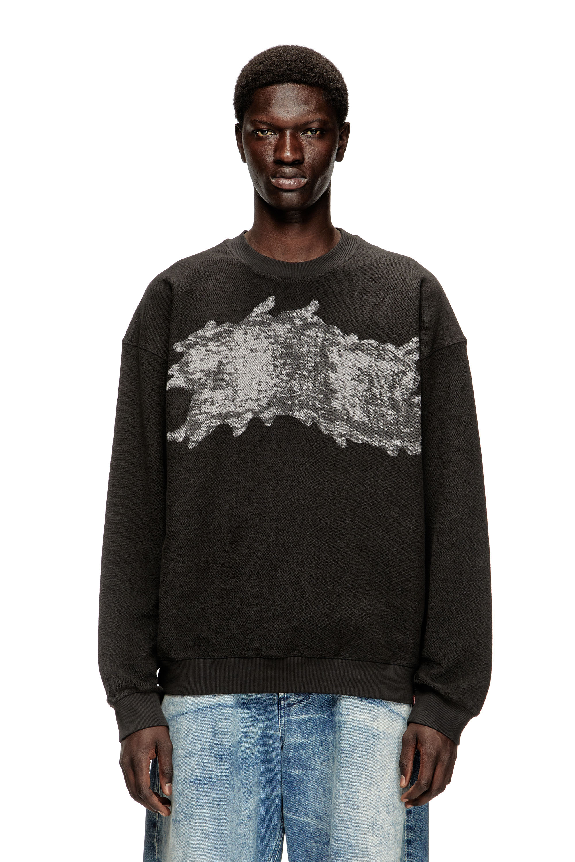 Diesel - S-VALENTIN-JMBV, Felpa con stampa graffiti Uomo in Grigio - 1
