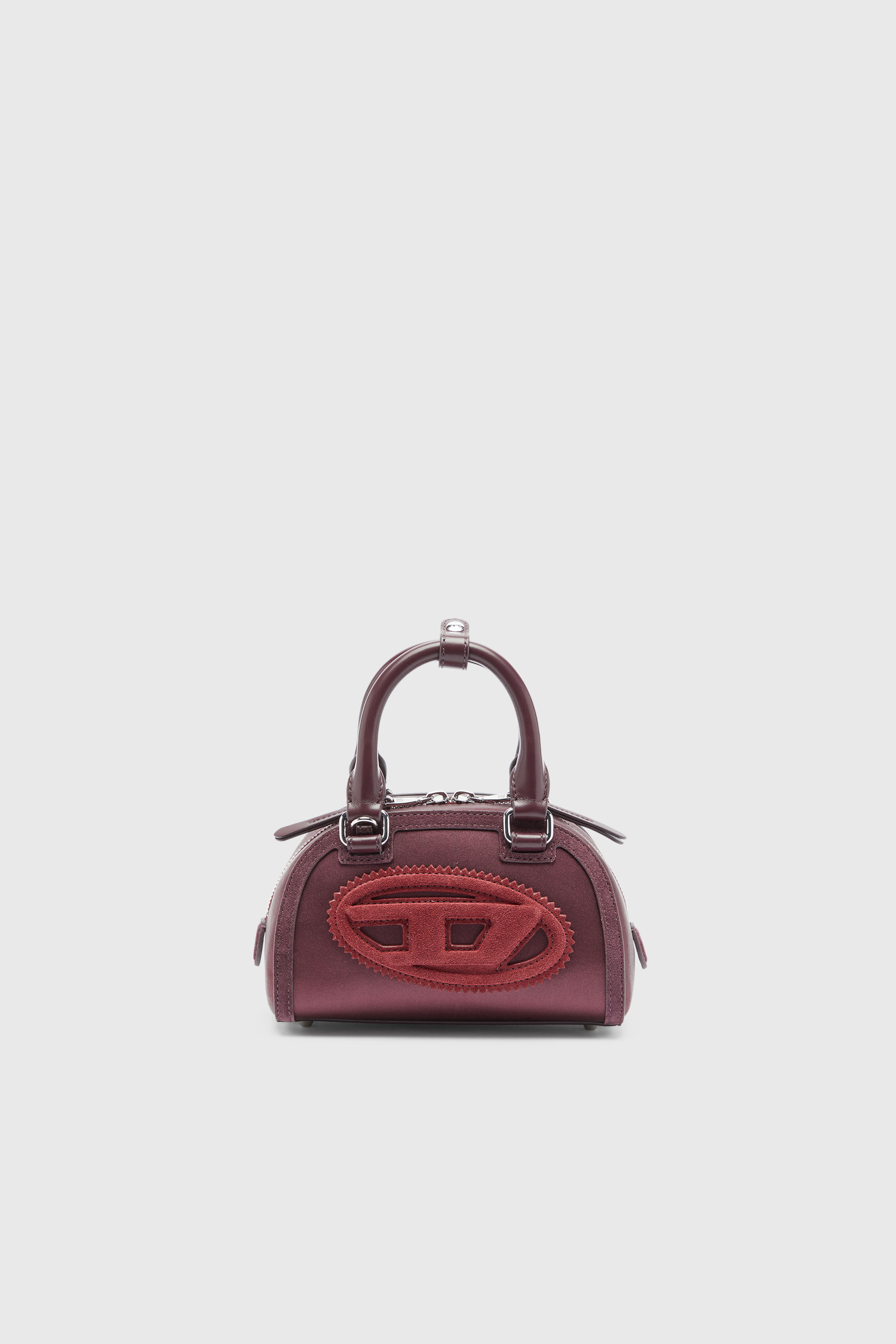 Diesel - 1DR DOME CROSSBODY, 1DR Dome - Borsa bowling piccola in raso e scamosciato Donna in Rosso - 1
