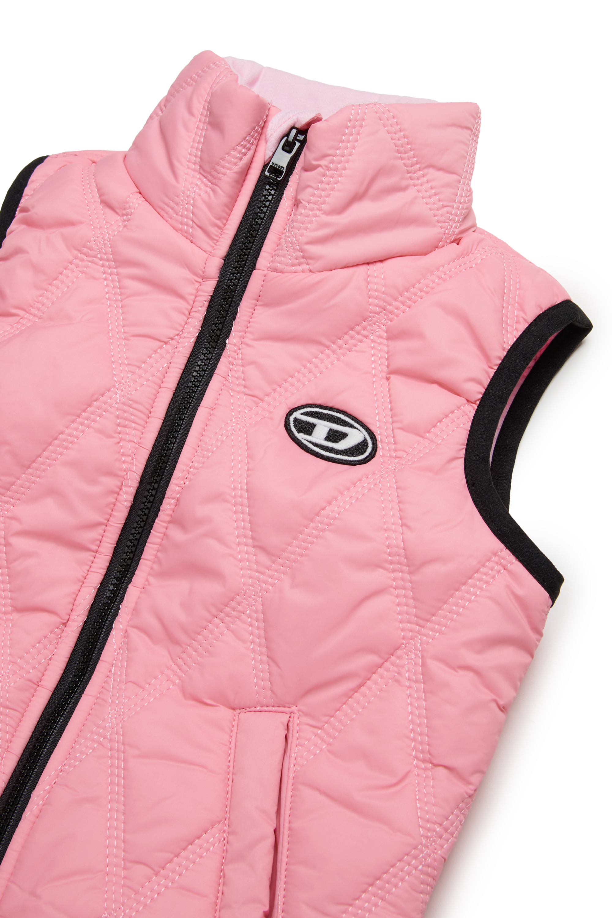 Diesel - JFOKKLOGONHB, Gilet trapuntato con patch Oval D Unisex in Rosa - 3