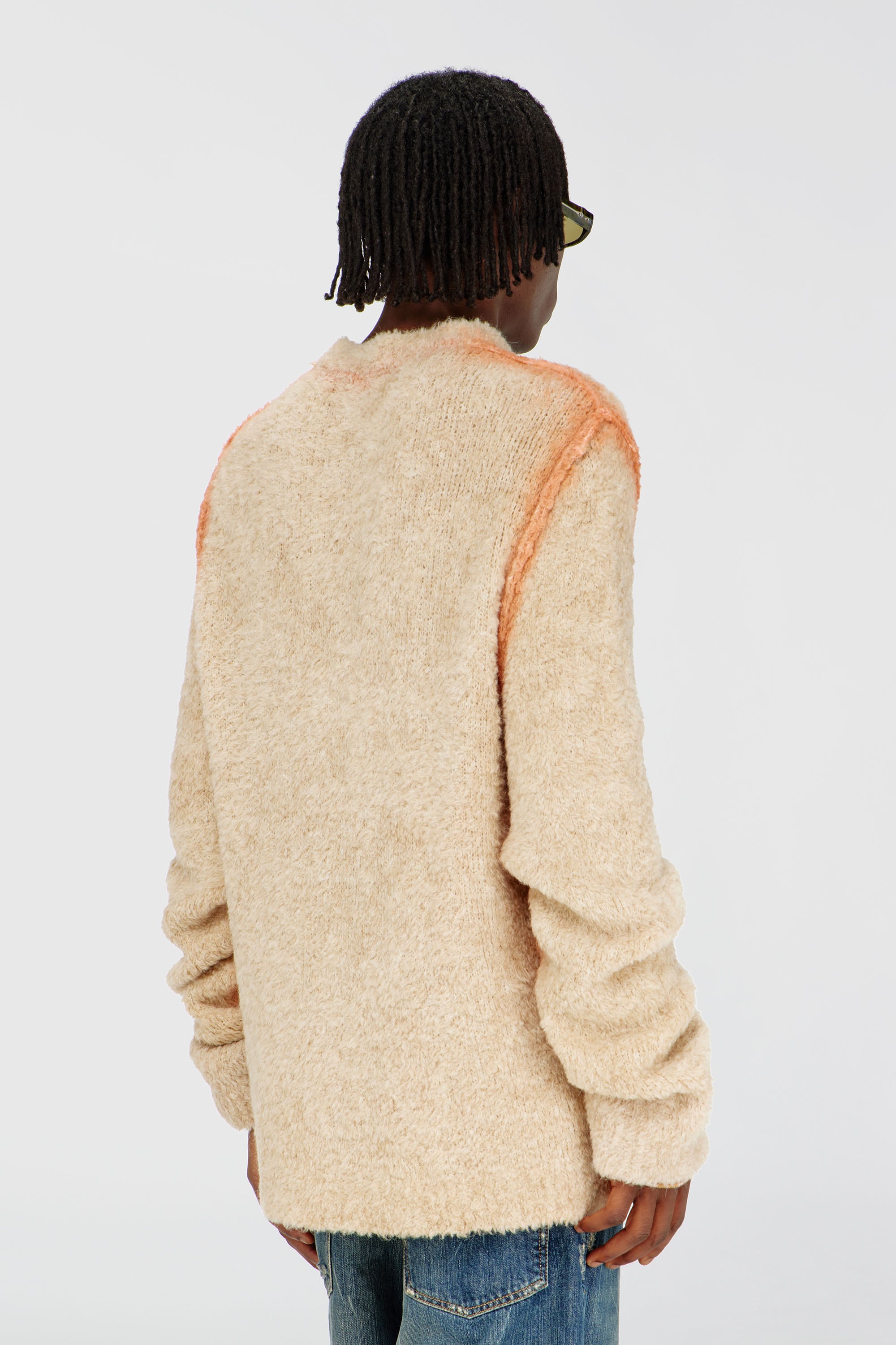 Diesel - K-RIMI, Maglione in misto alpaca con cuciture effetto spray Uomo in Marrone - 4