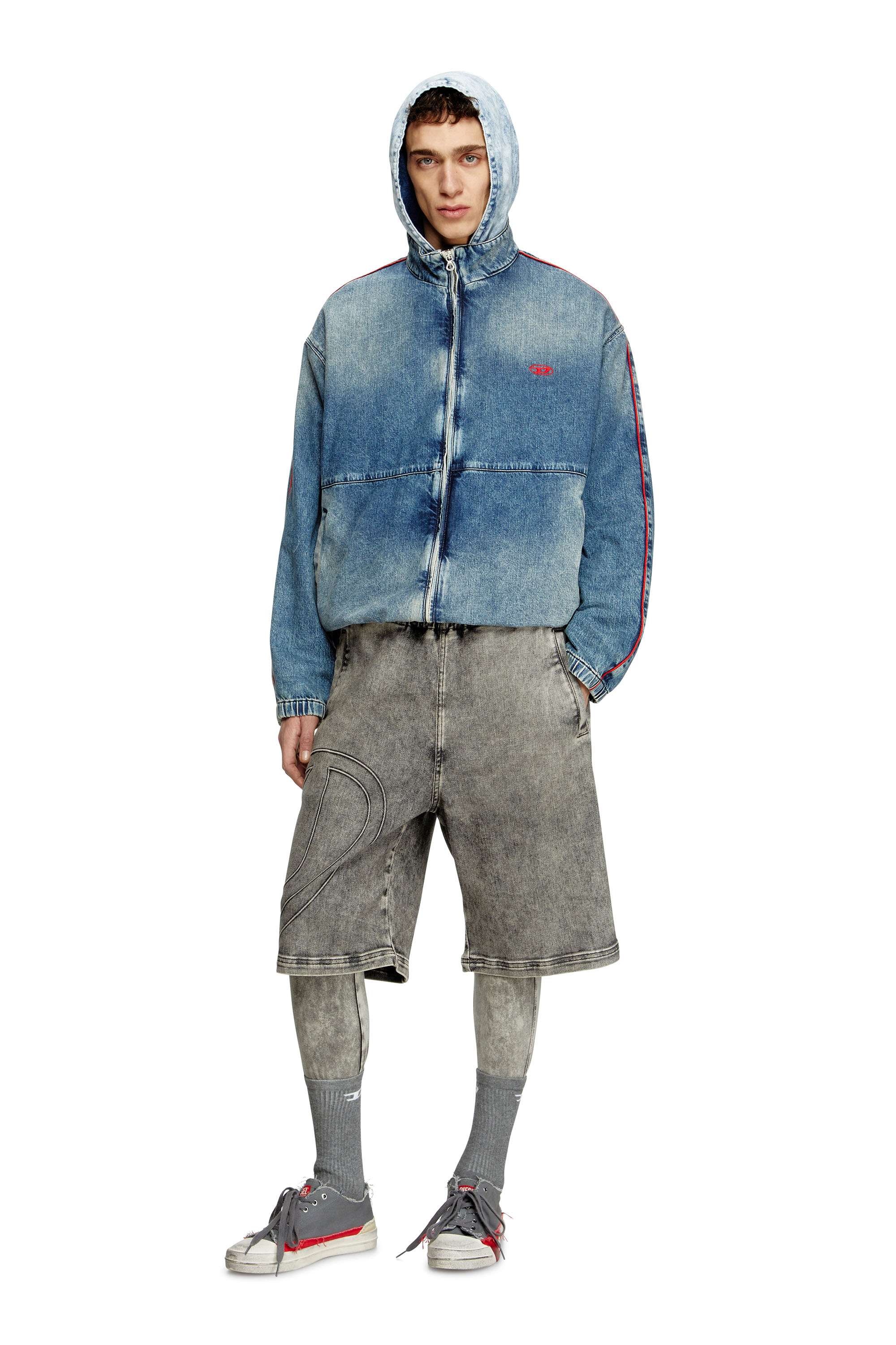 Diesel - D-KRAP-S2, Giacca in denim con profili rossi Uomo in Blu - 2