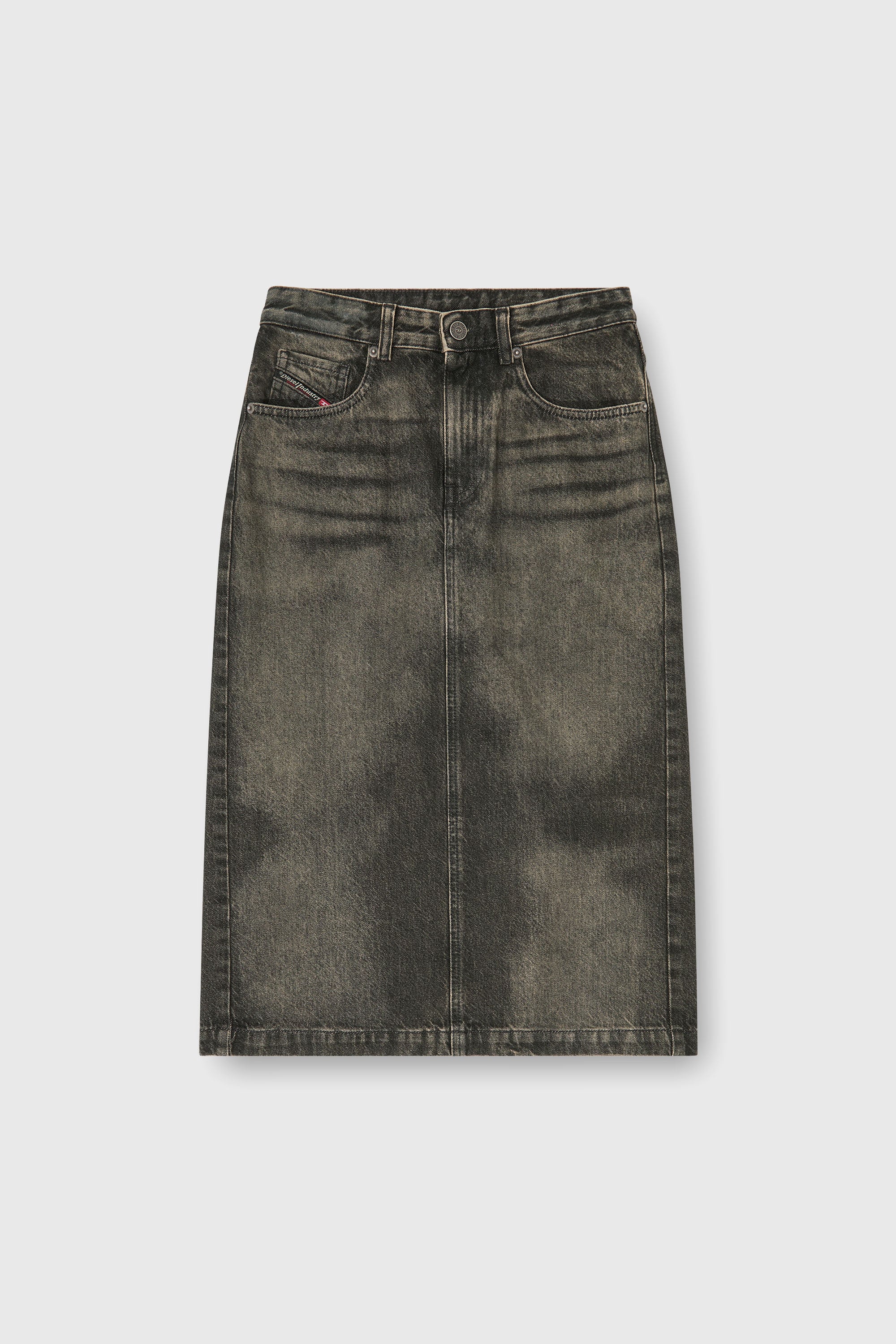 Diesel - DE-PENDY-FSJ, Gonna a tubino in denim effetto dirty Donna in Grigio - 2