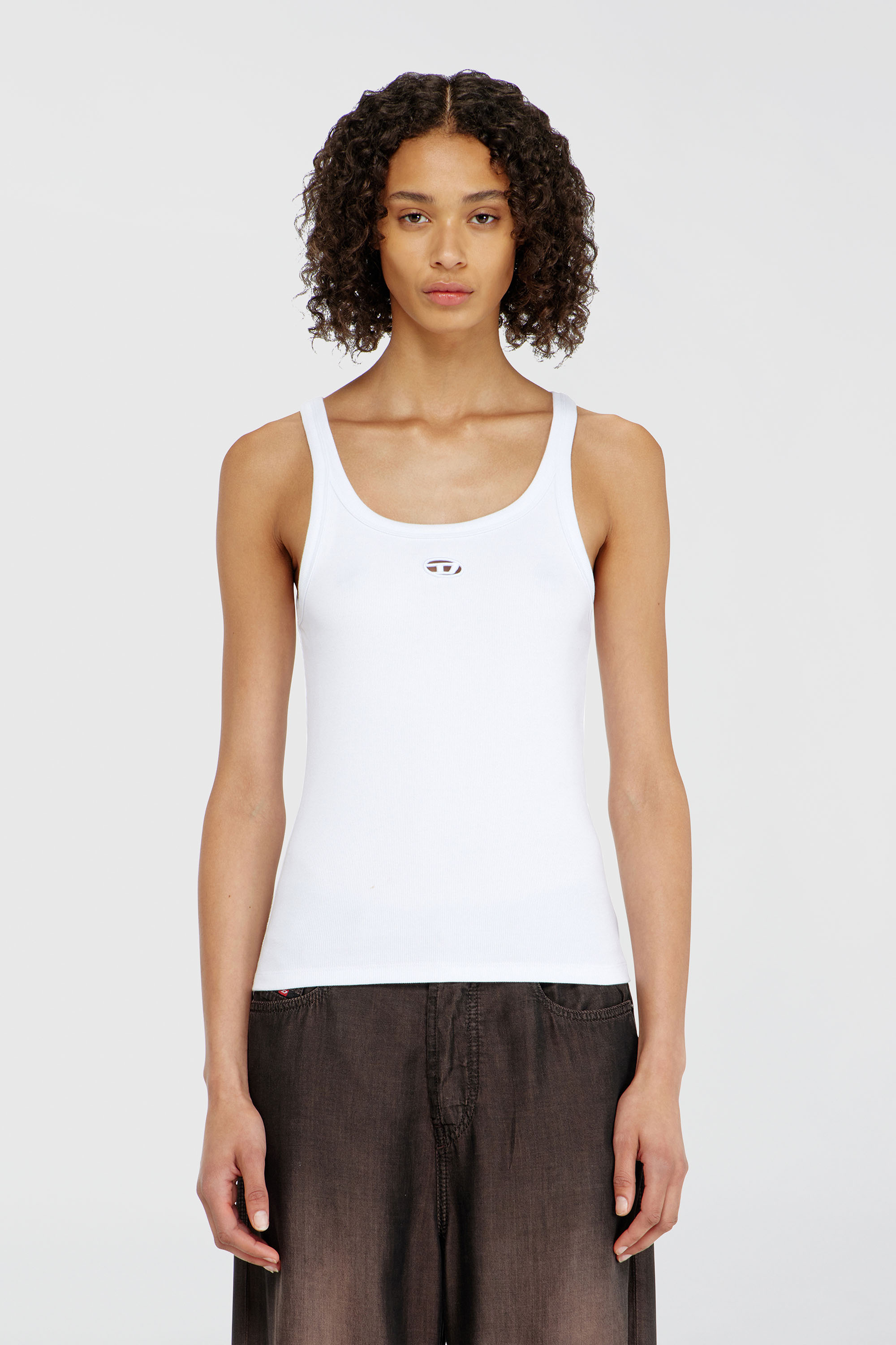 Diesel - T-WIFE-OD, Canotta slim con Oval D tagliato al laser Donna in Bianco - 1