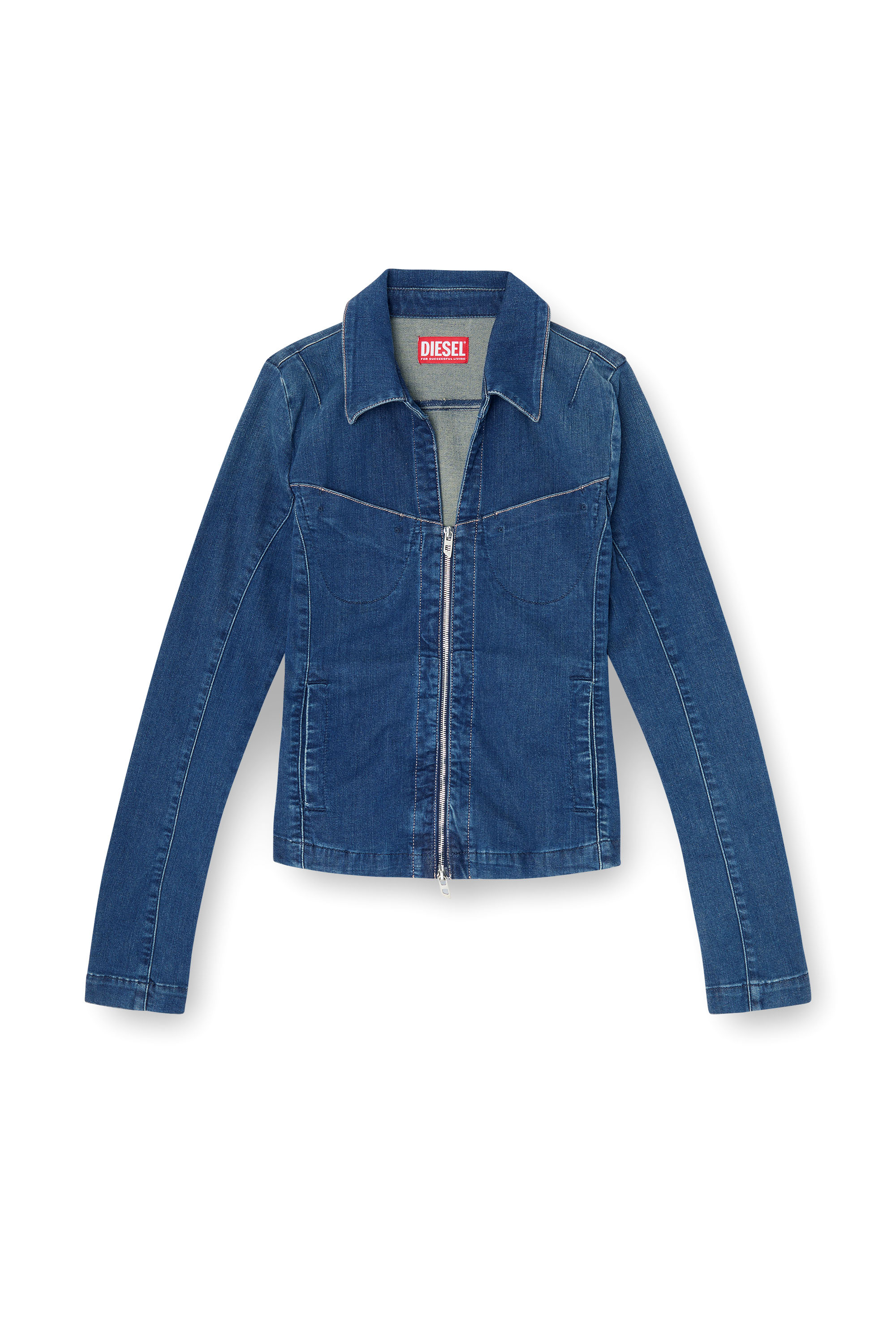 Diesel - DE-QUINOR-S1, Camicia con zip in denim Donna in Blu - 2