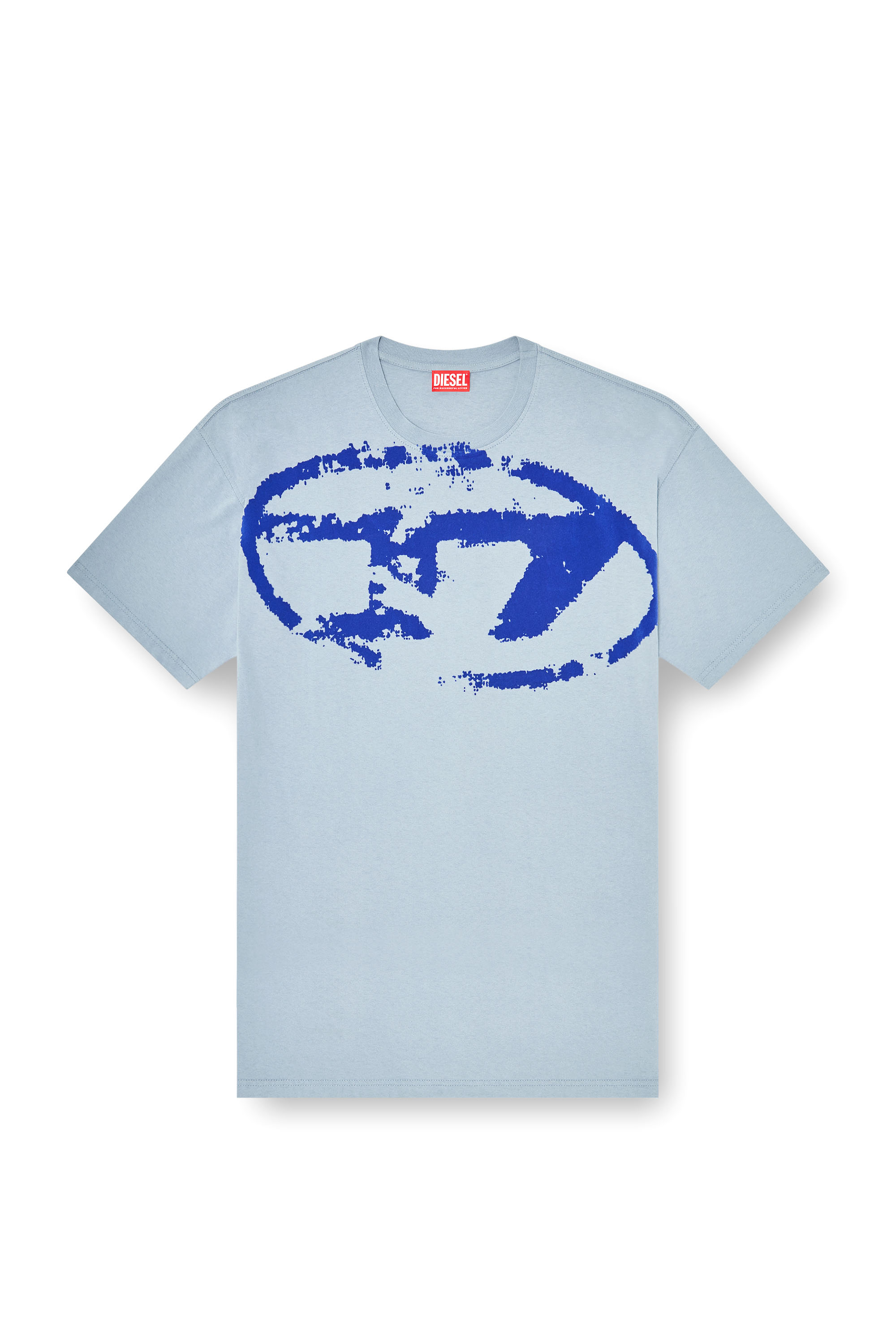 Diesel - T-BOXT-N14, Man's T-shirt with distressed flocked logo in Light Blue - 3