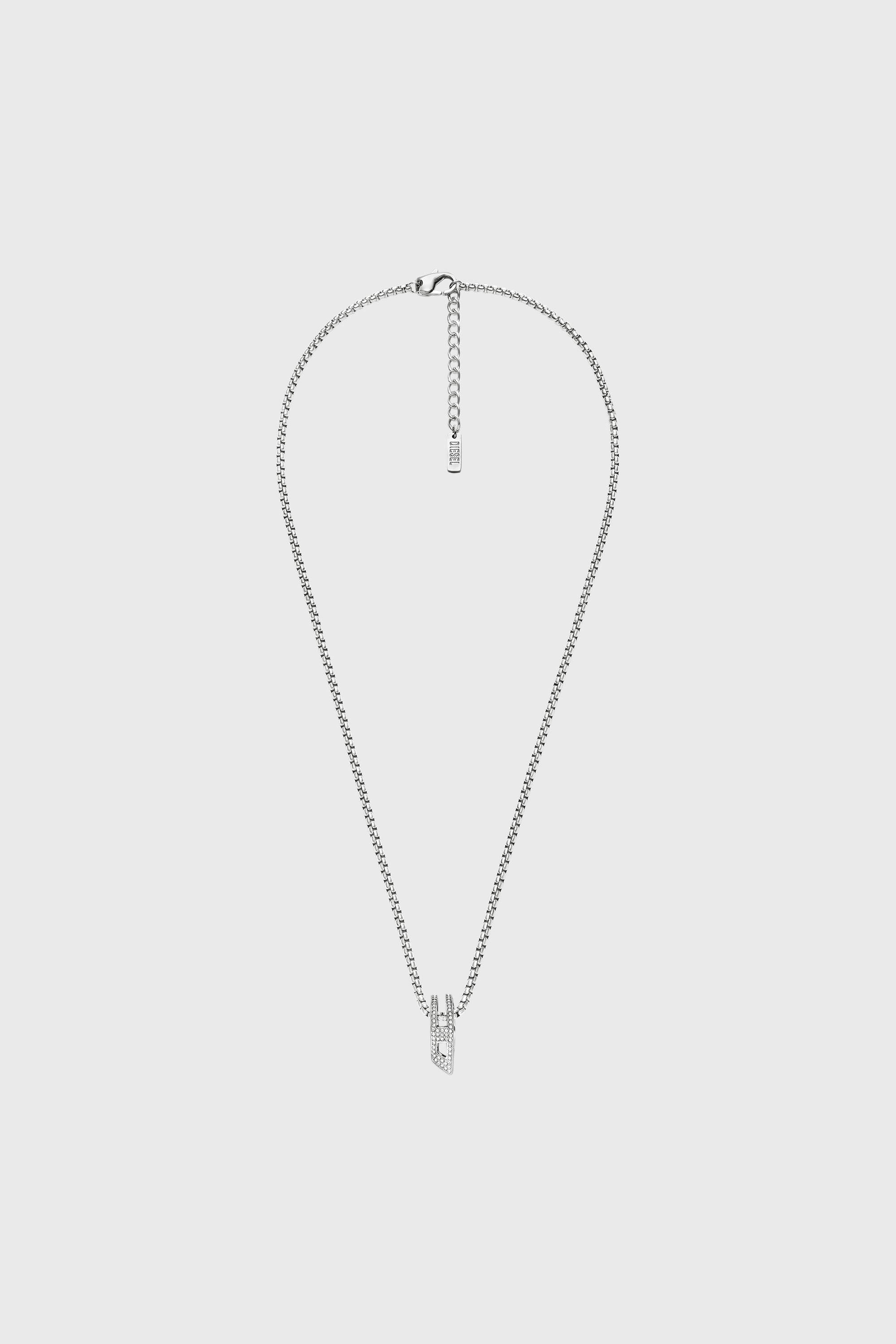 Diesel - DX1741040, Collana in acciaio inox con pendente pav&eacute; Unisex in Argento - 1