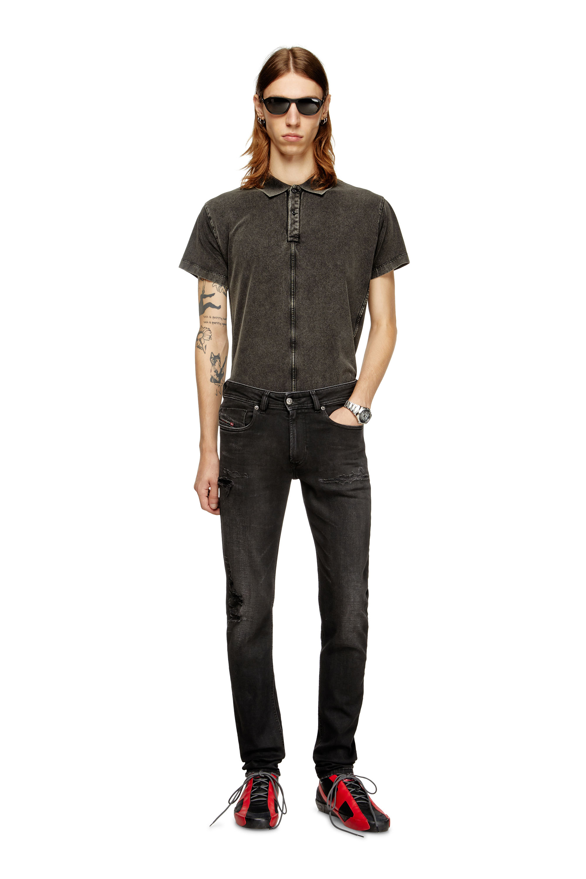 Diesel - Skinny Jeans 1979 Sleenker 068SG Uomo, Nero/Grigio scuro - Image 1