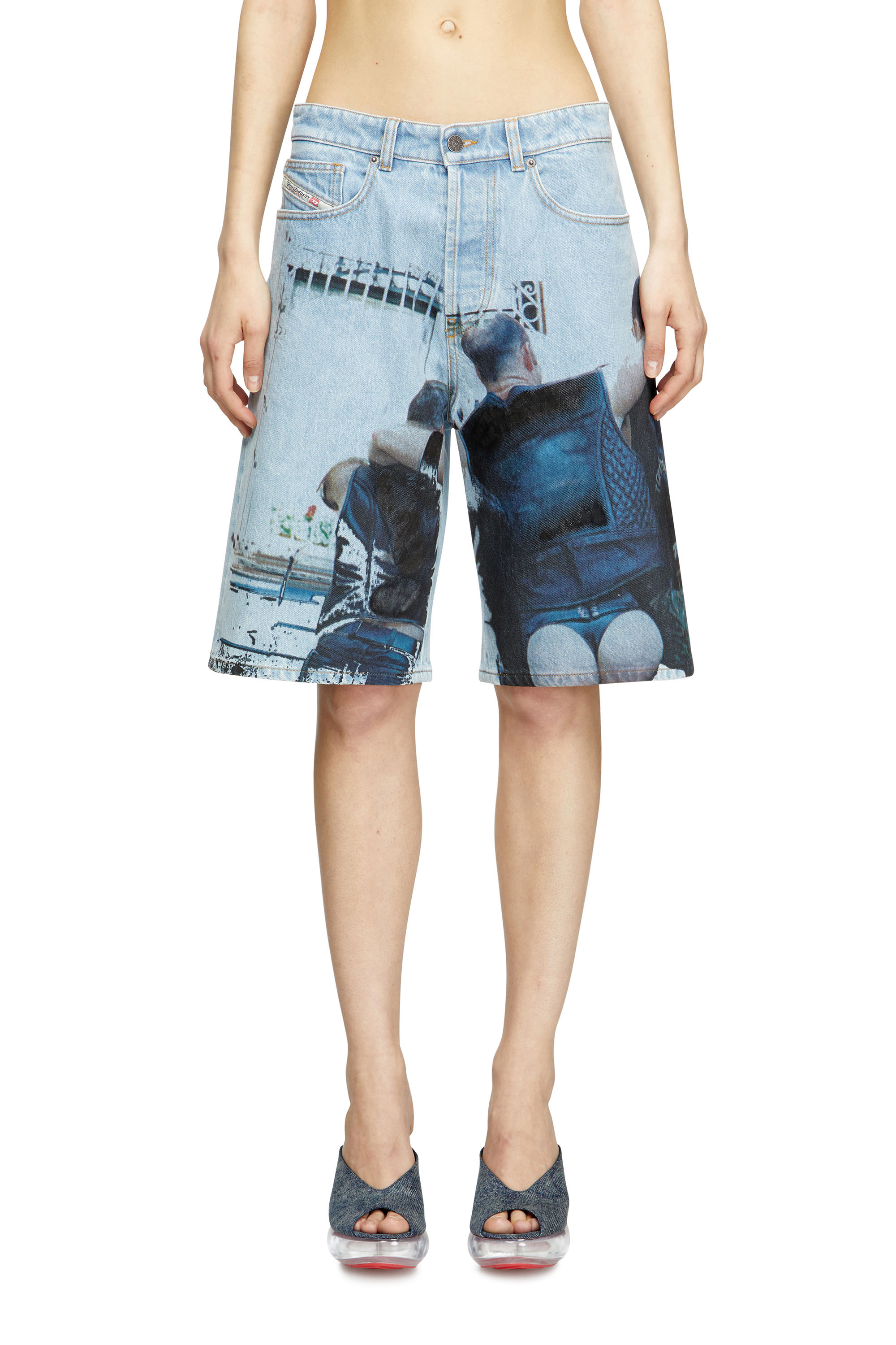 Diesel - PR-D-RIXFORD-S, Short in denim con stampa sfumata Unisex in Blu - 1
