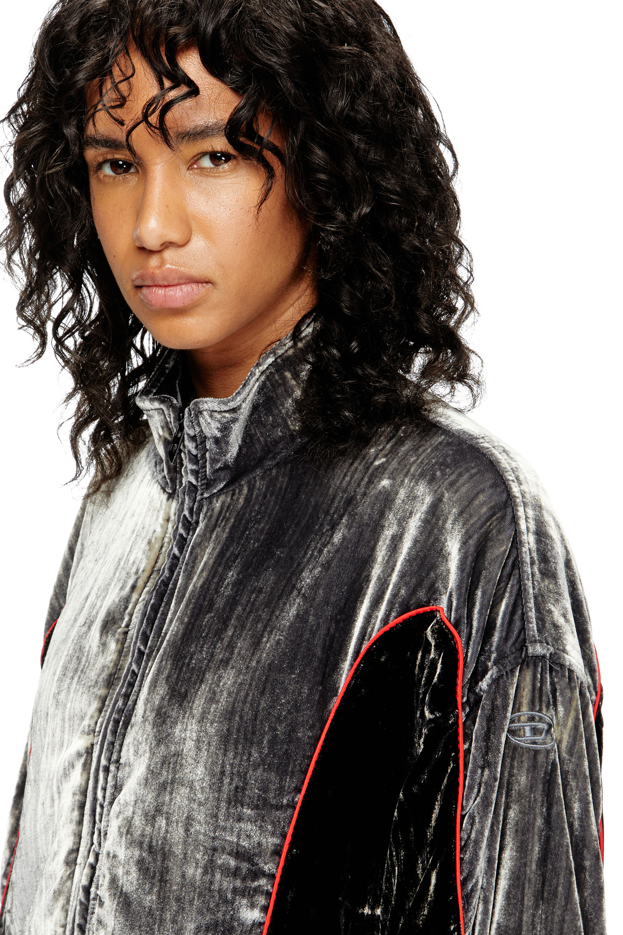 Diesel - G-RIFFIN, Giacca sportiva in velluto di seta distressed Donna in Grigio - 5