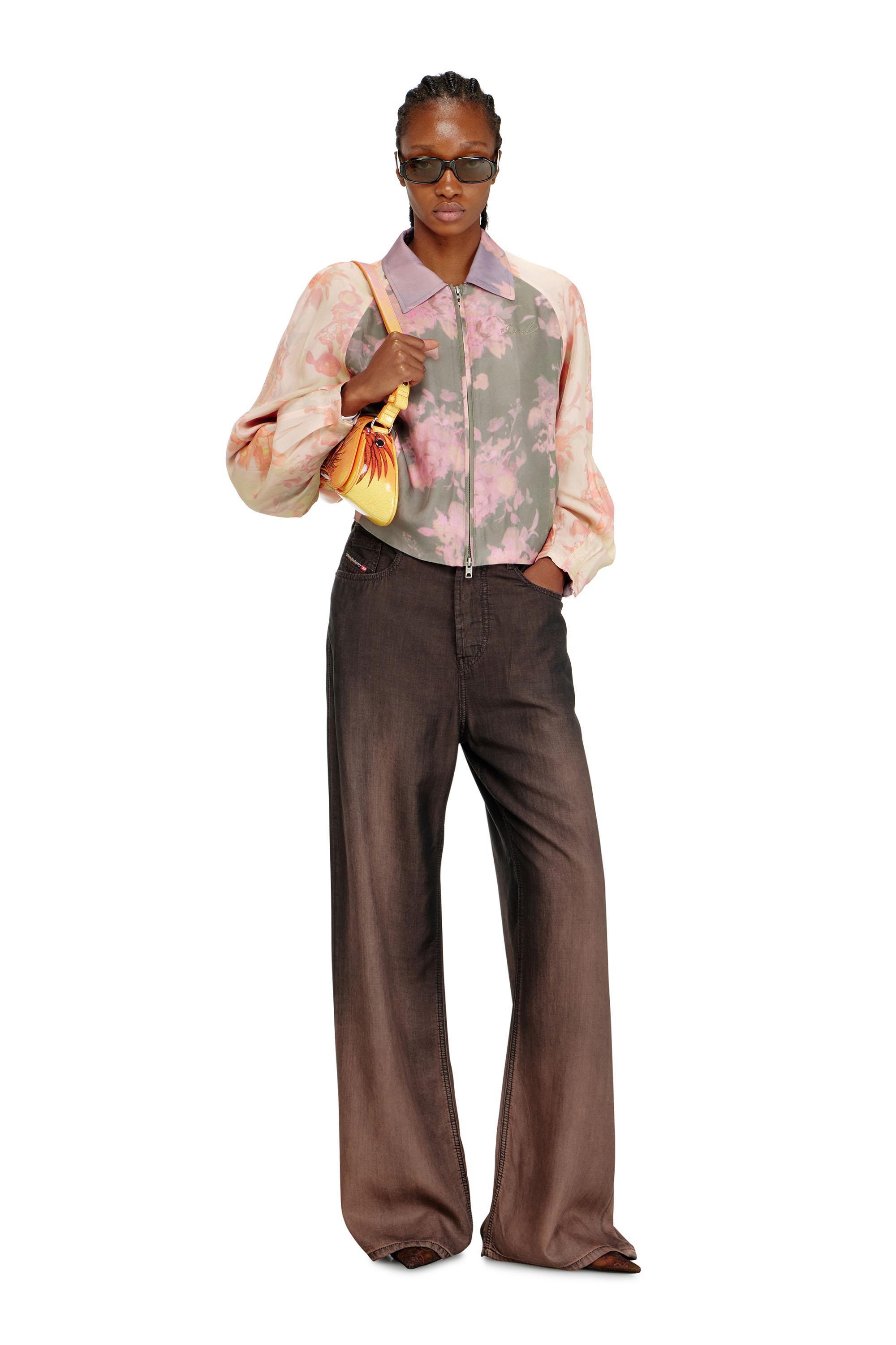 Diesel - G-ALENA, Bomber floreale in acetato stropicciato Donna in ToBeDefined - 1