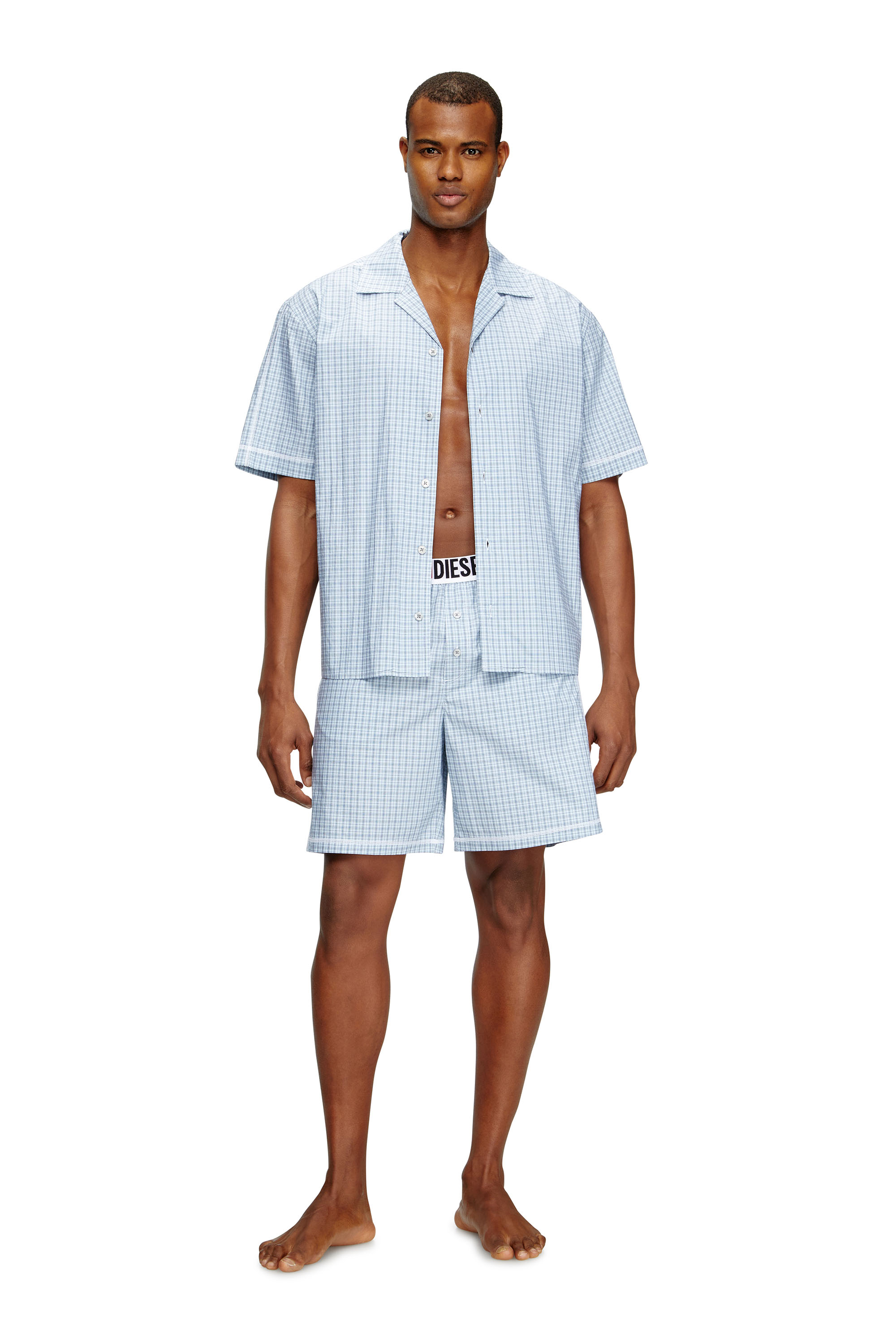 Diesel - SET-RAFAEL-D-CORE, Pigiama corto in cotone check Uomo in Blu - 1