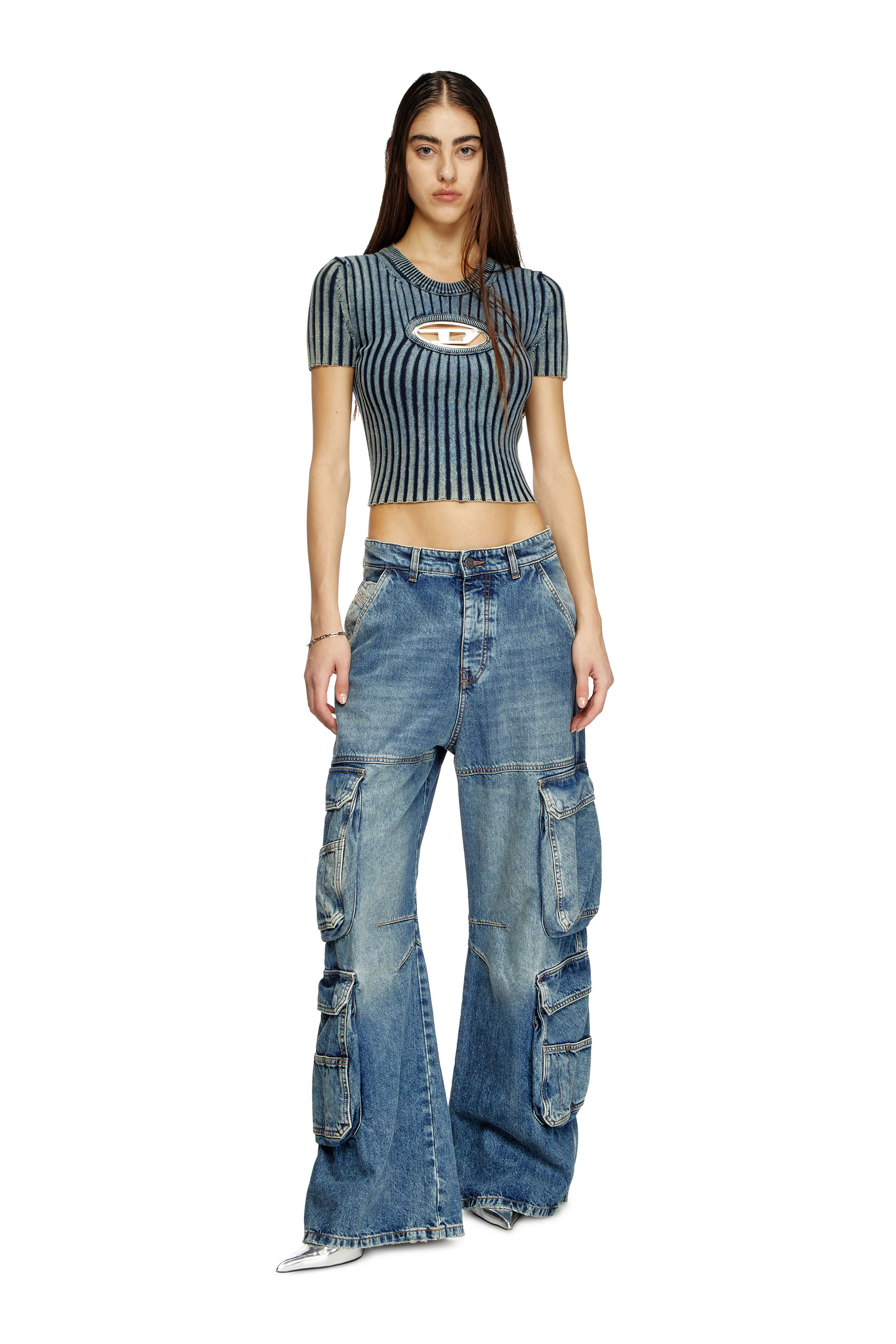 Diesel - M-ANAHEIM, Top con placca D Donna in Blu - 2