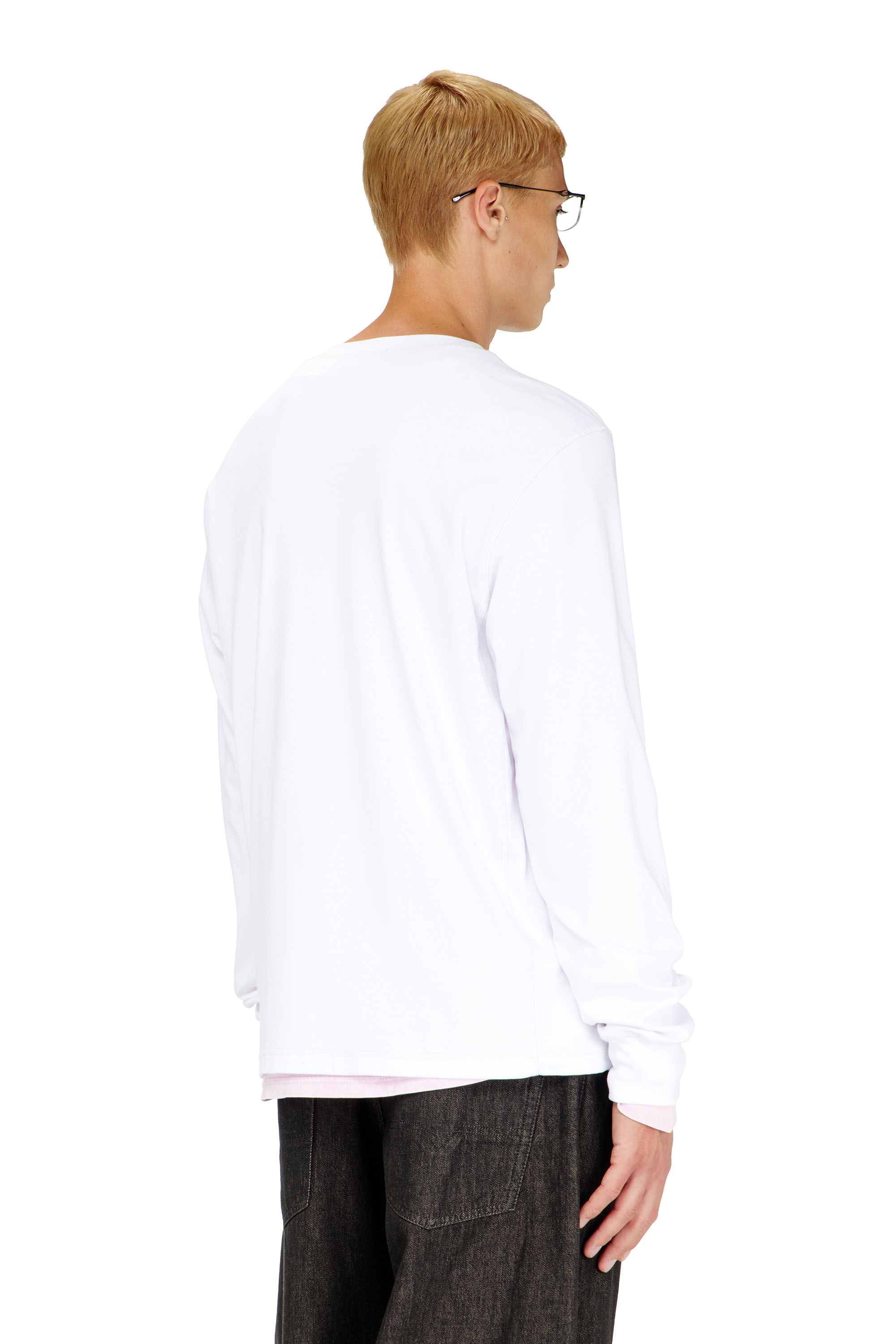 Diesel - T-MADJUST-LS-TR, Maglietta a maniche lunghe in cotone con Oval D Uomo in Bianco - 4