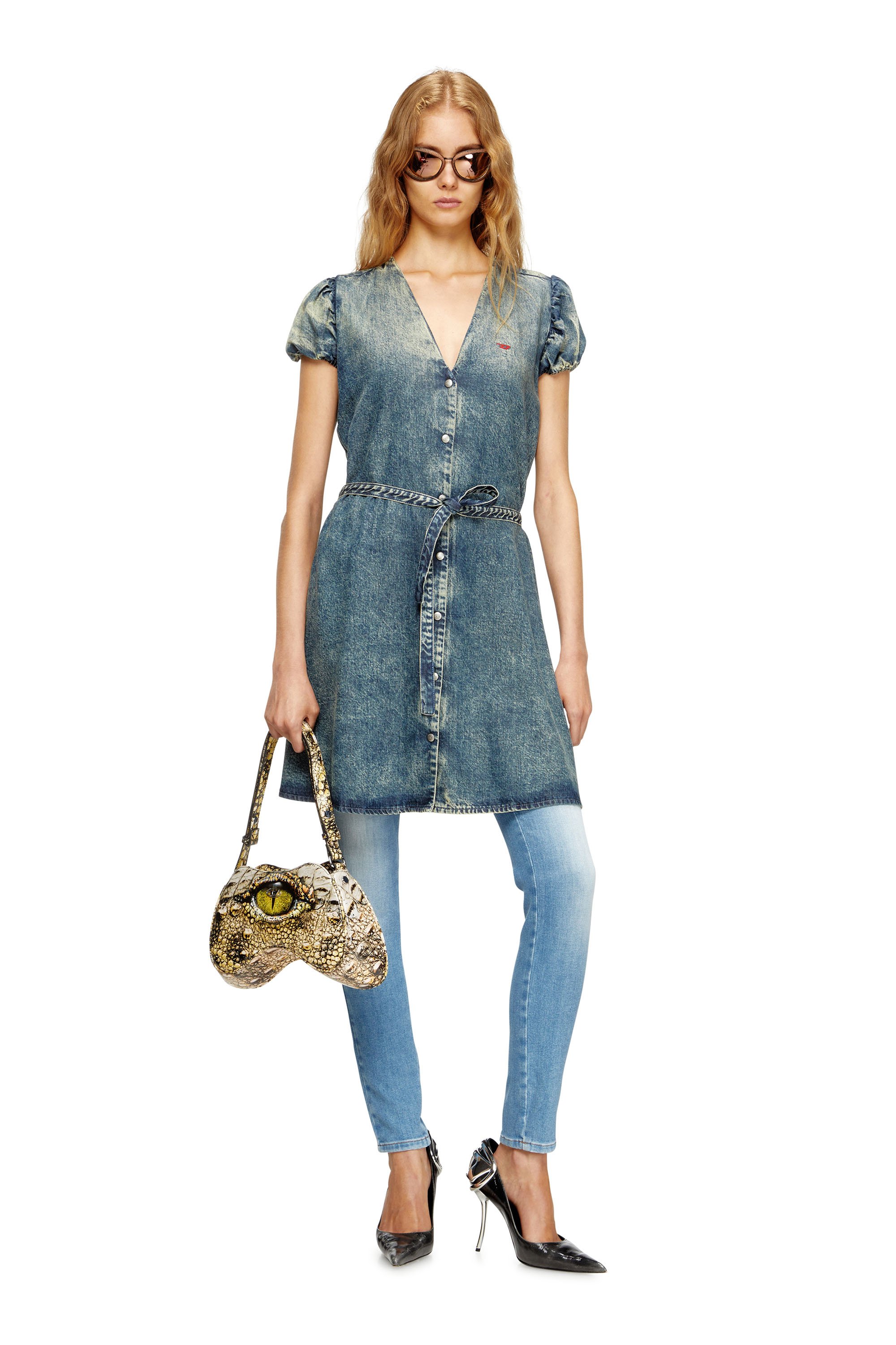 Diesel - PLAY SHOULDER, Play-Borsa a spalla lucida Donna in Giallo - 2
