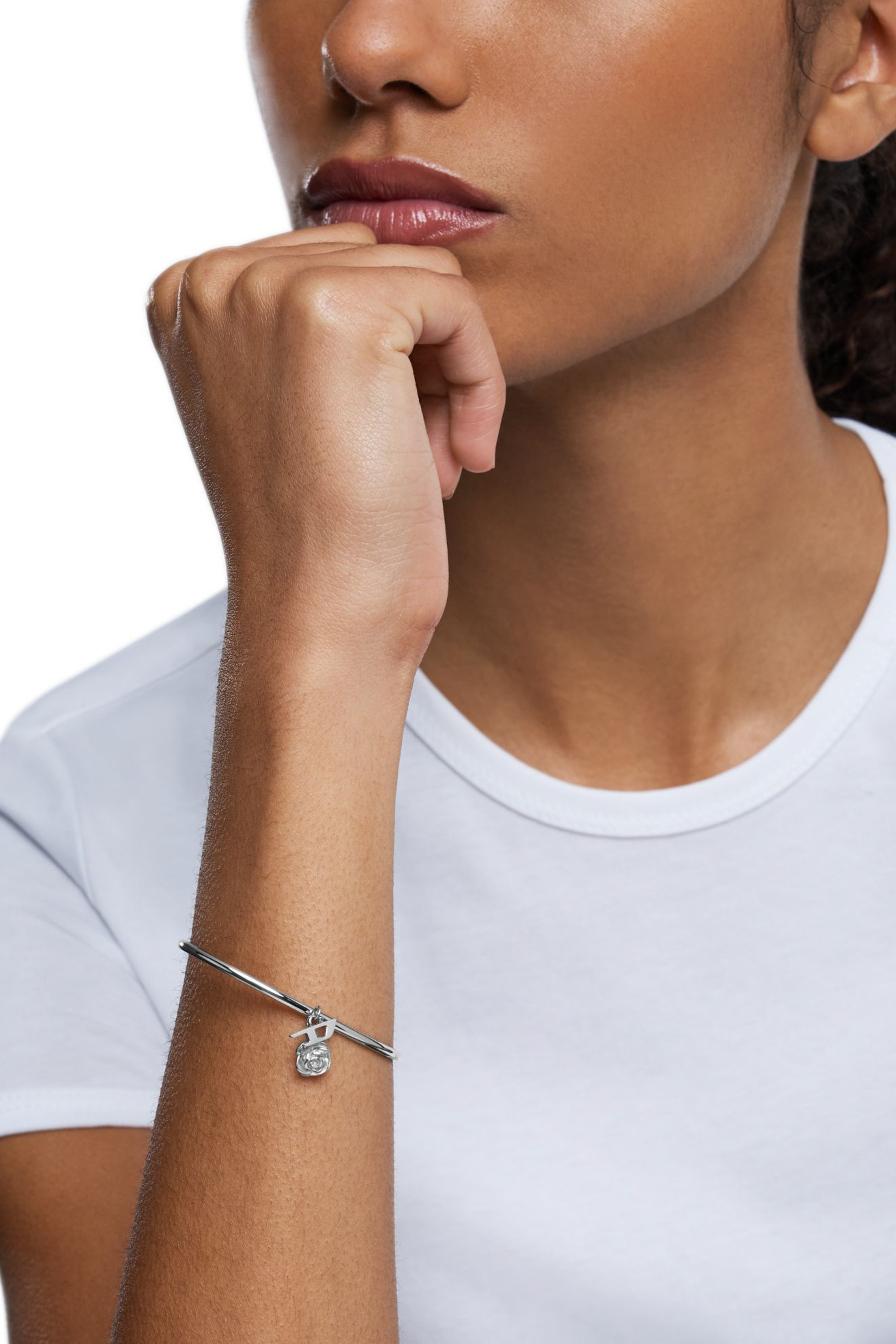 Diesel - DX1620040 JEWELLERY, Bracciale rigido con ciondoli in acciaio Unisex in Argento - 3