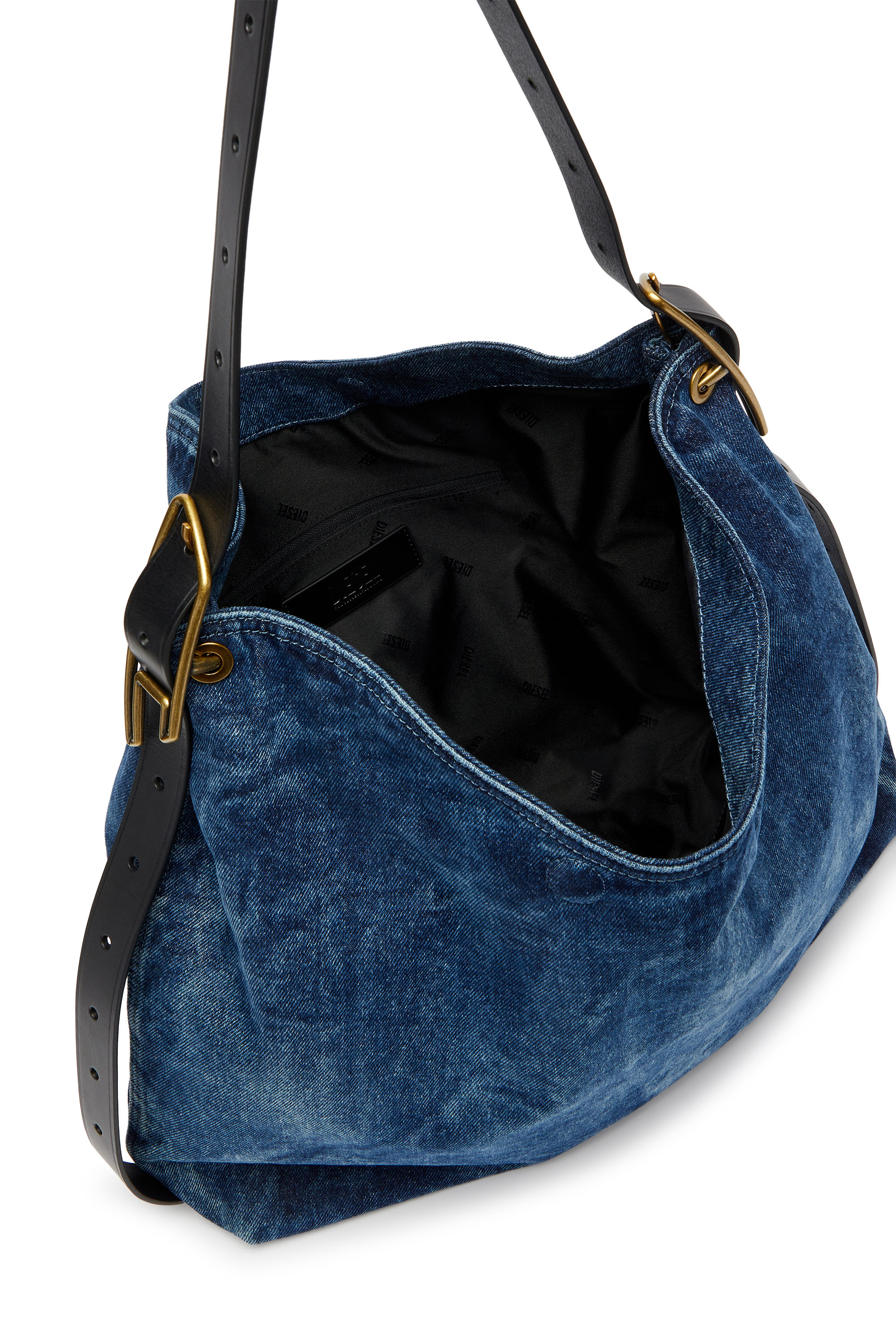 Diesel - D-LINE HOBO, D-Line-Borsa hobo in denim Donna in Blu - 4