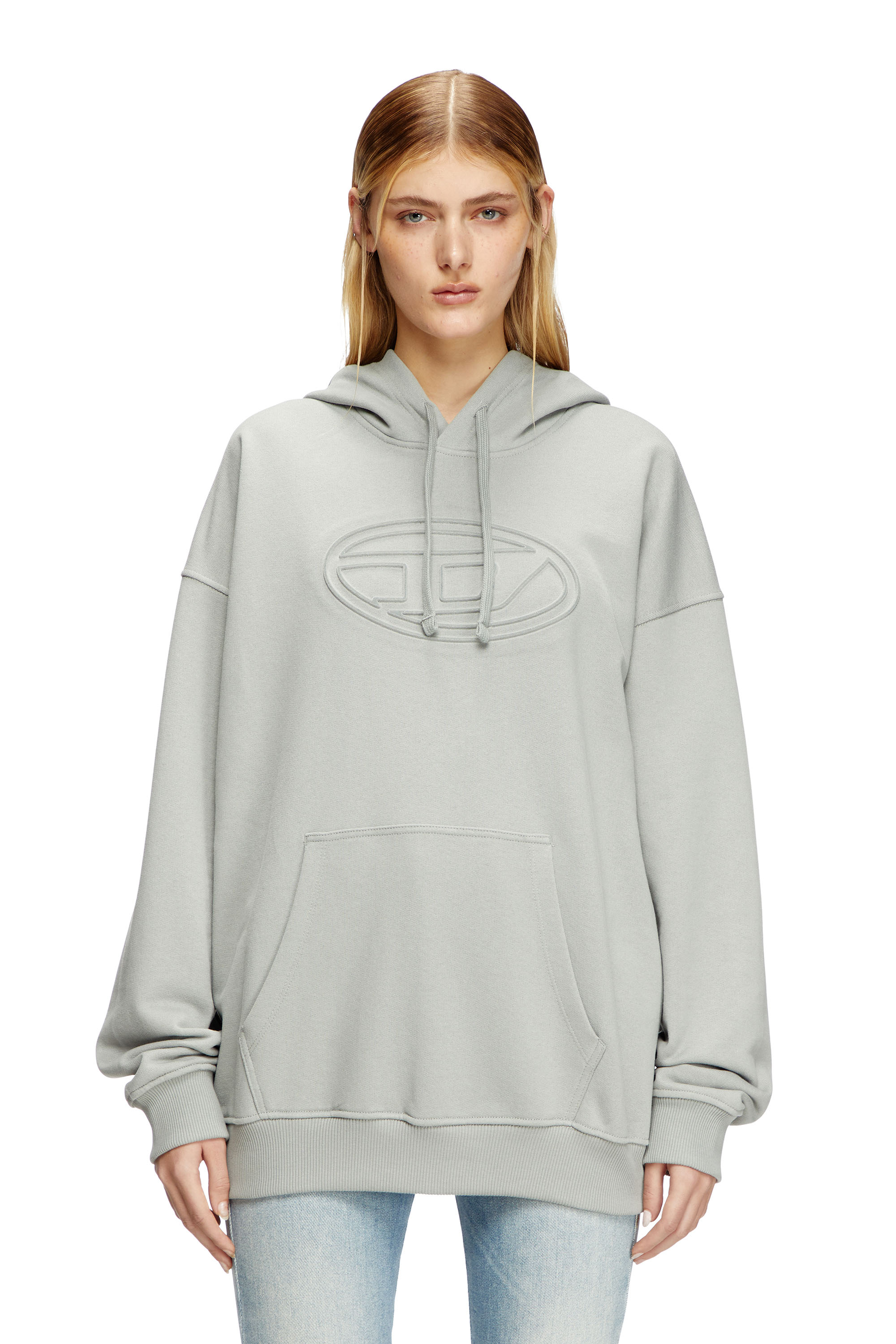 Diesel - S-UMMER-BIGOVAL, Hoodie con logo Oval D in rilievo Uomo in Grigio - 1