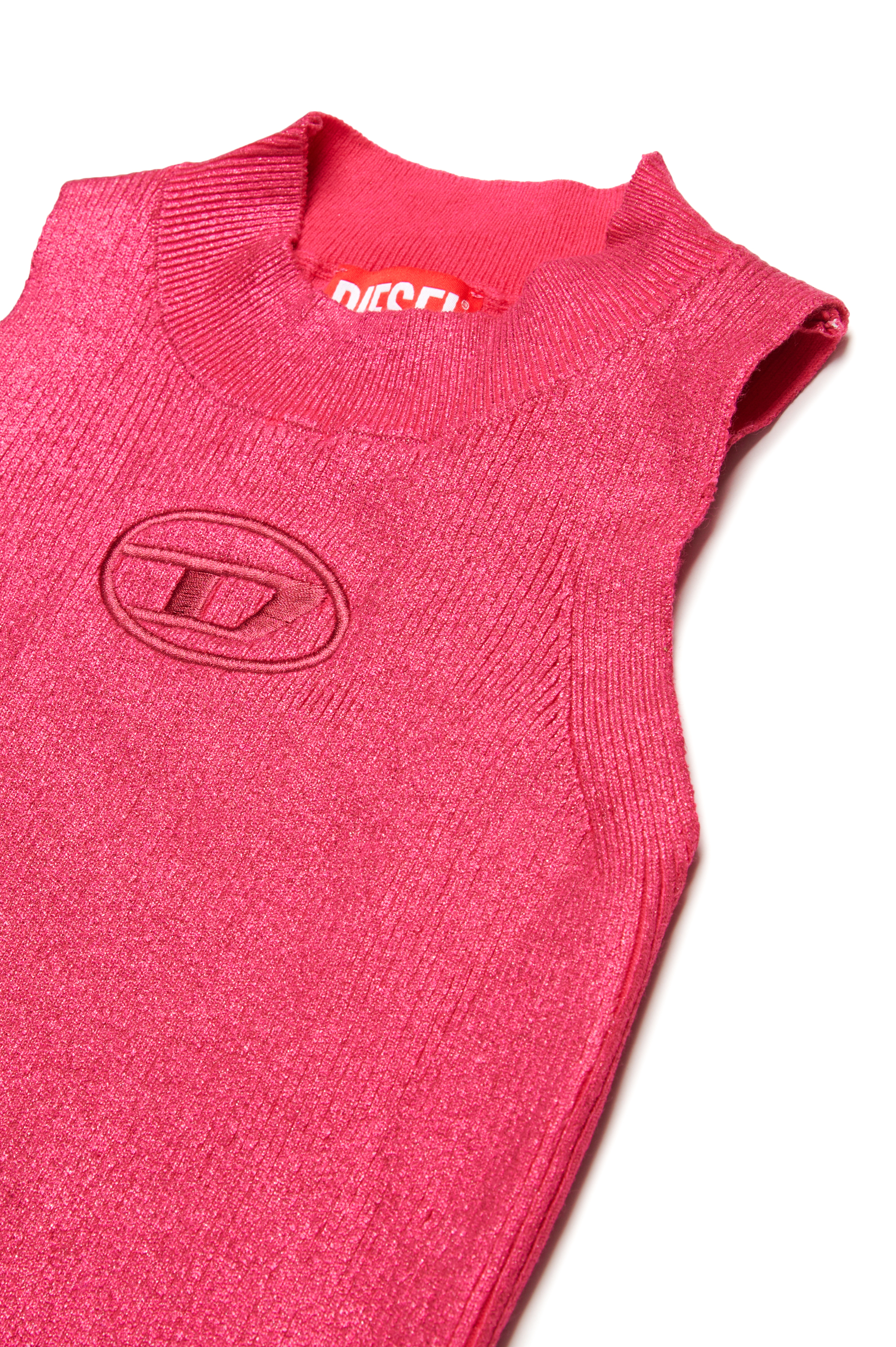 Diesel - KMONERVAXTOP, Tank top in maglia a coste metallizzata Donna in Rosa - 3