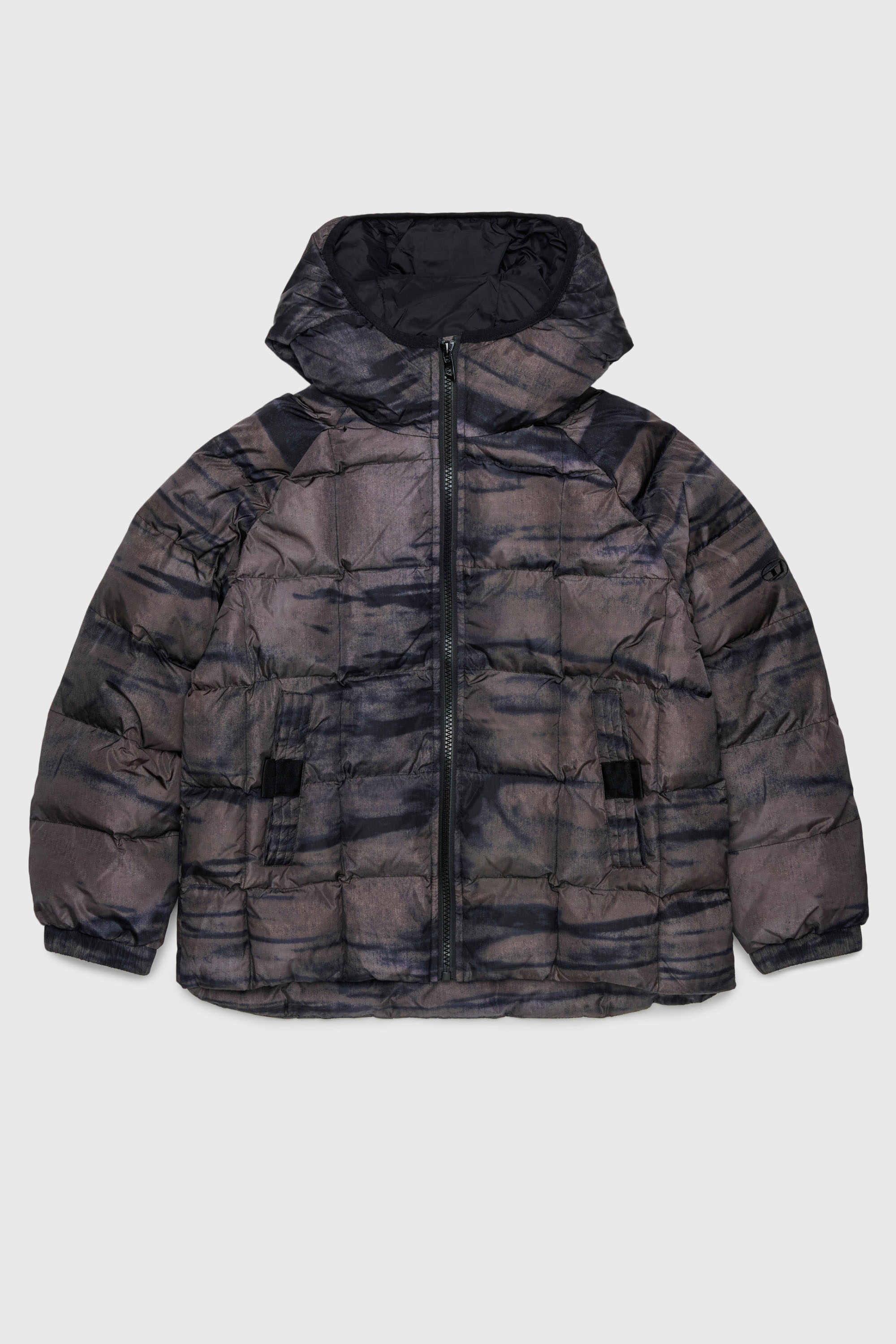 Diesel - JDEN, Piumino con stampa grafica effetto striato Uomo in Verde - 1