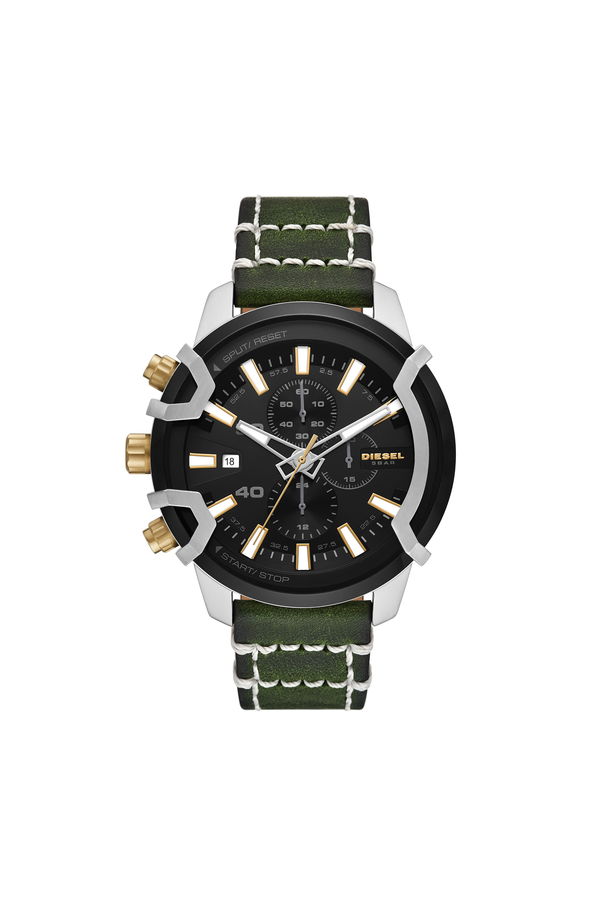 Diesel - DZ4585, Orologio cronografo Griffed con cinturino in pelle verde Uomo in Verde - 1