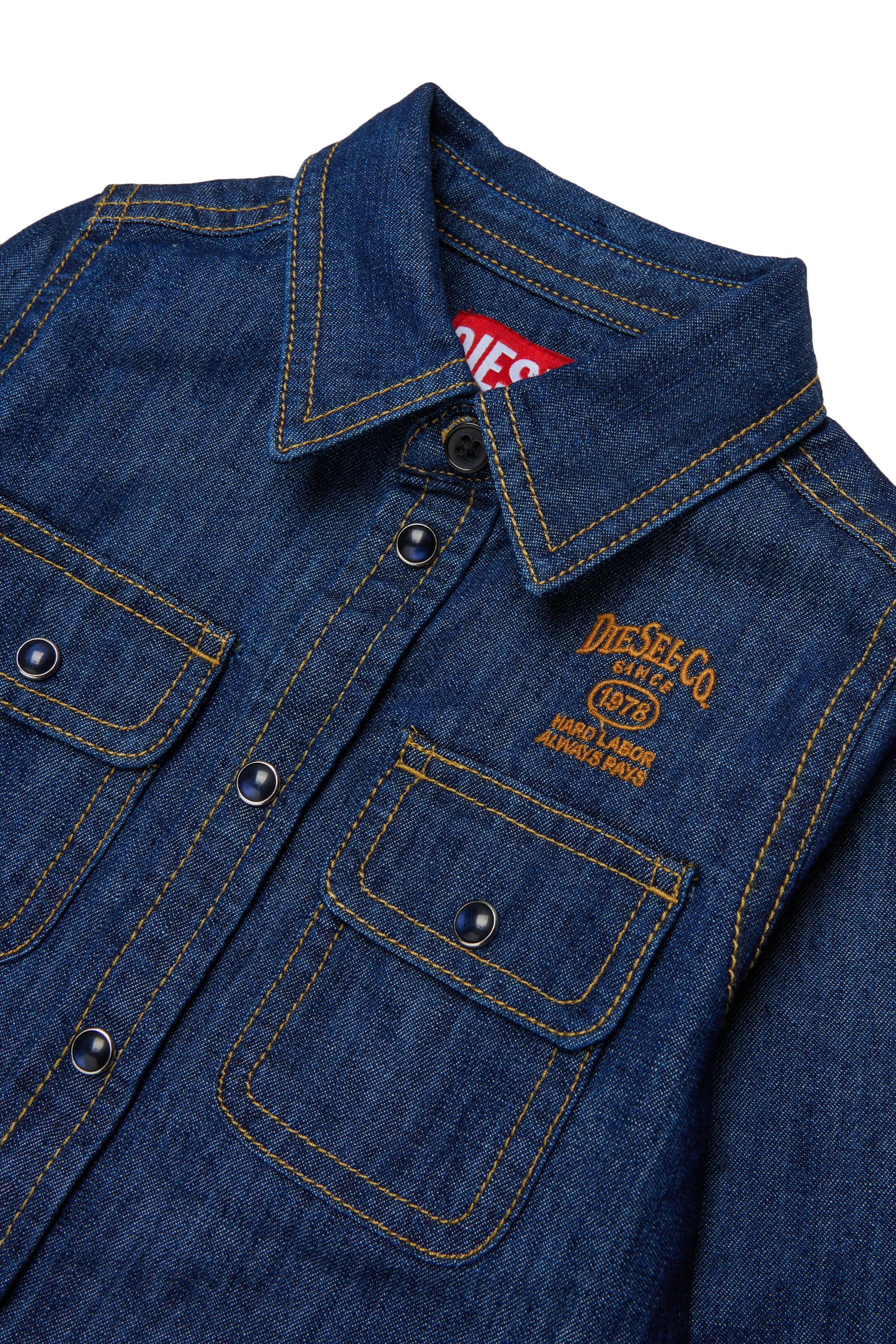 Diesel - CARTOB, Camicia in denim con ricamo logo Uomo in Blu - 3