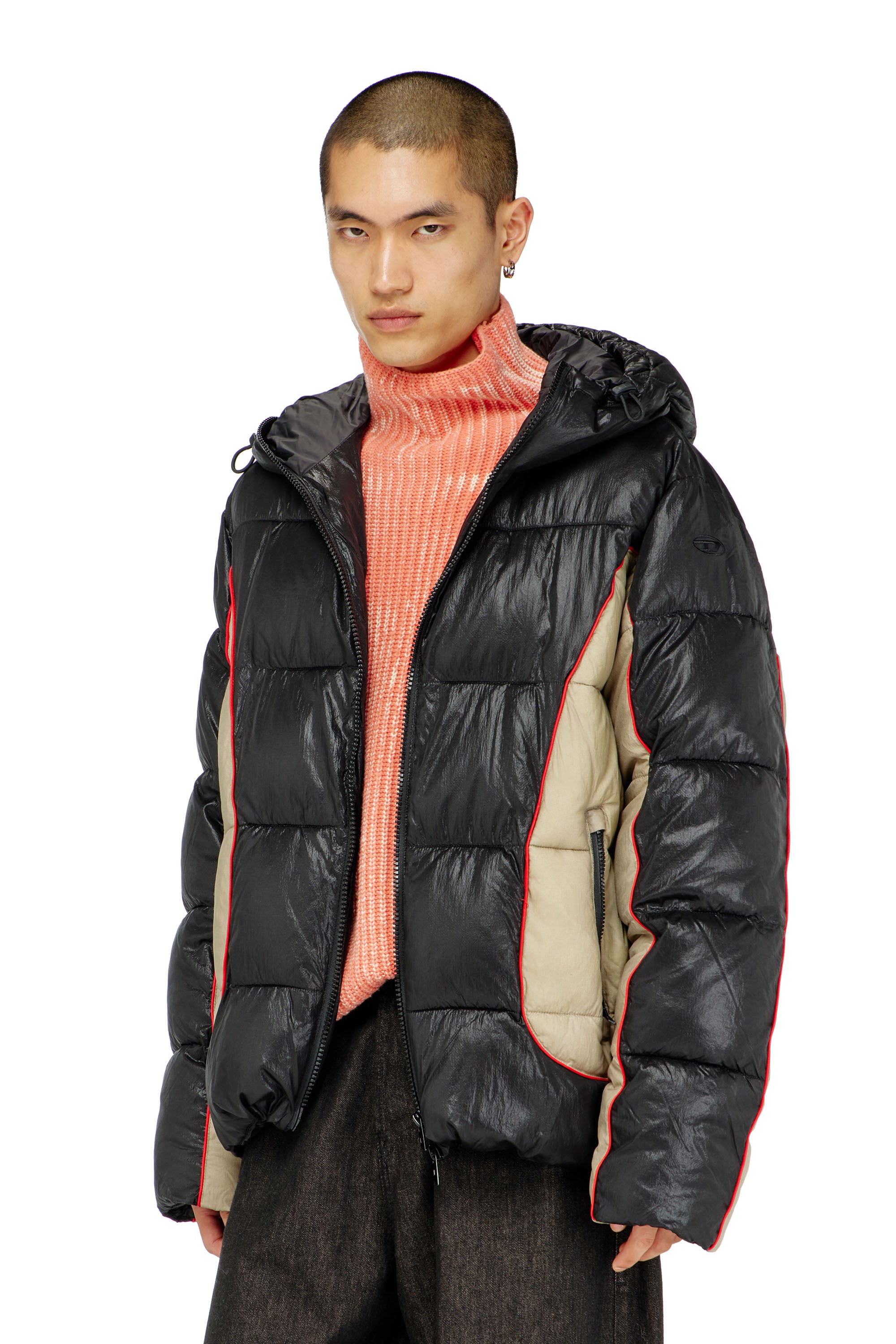 Diesel - W-OSTEND, Piumino con cappuccio in ripstop lucido Uomo in Multicolor - 1