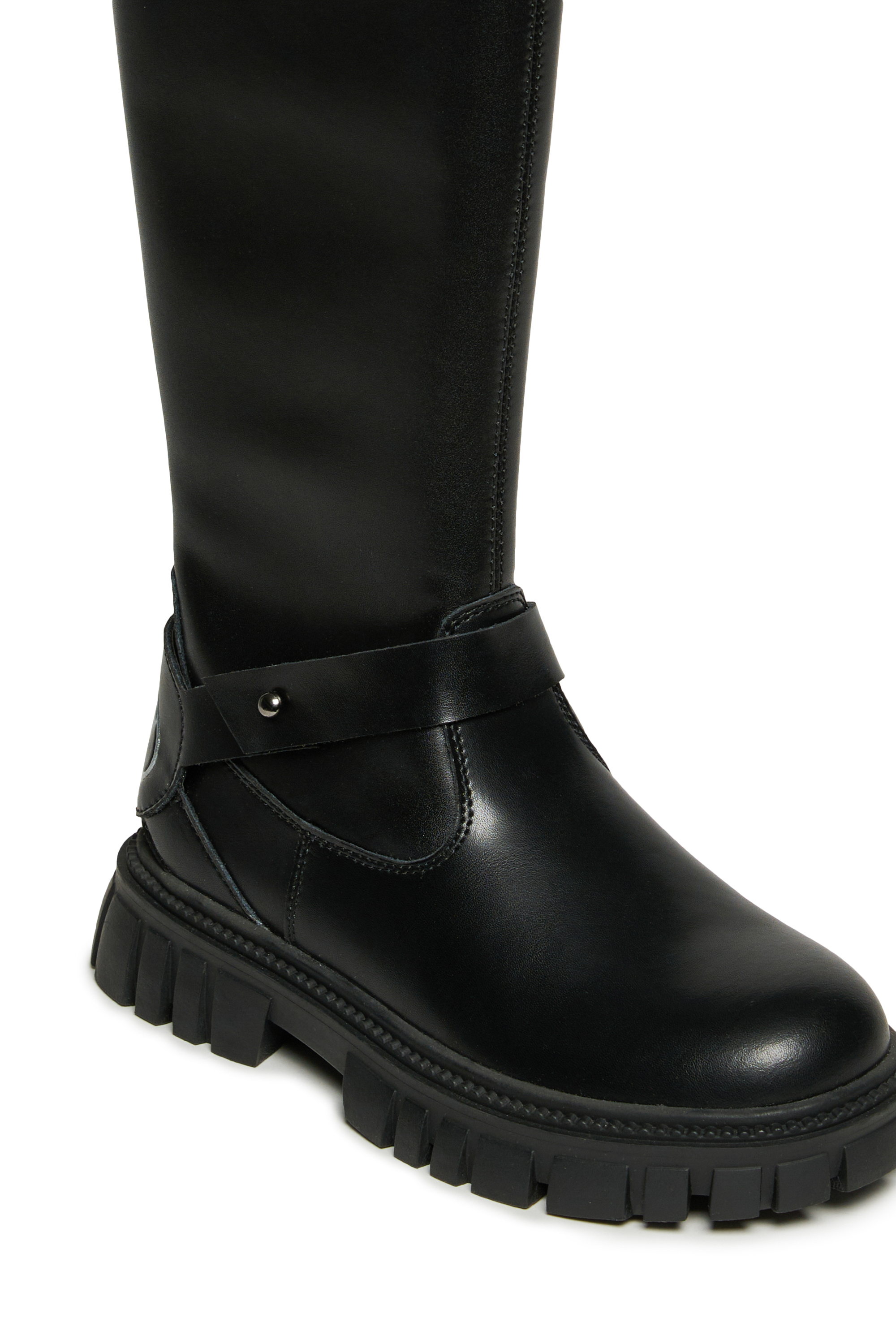Diesel - D-HAMMER KNT PATCH, D-Hammer - Stivali alti in pelle Unisex in Nero - 4