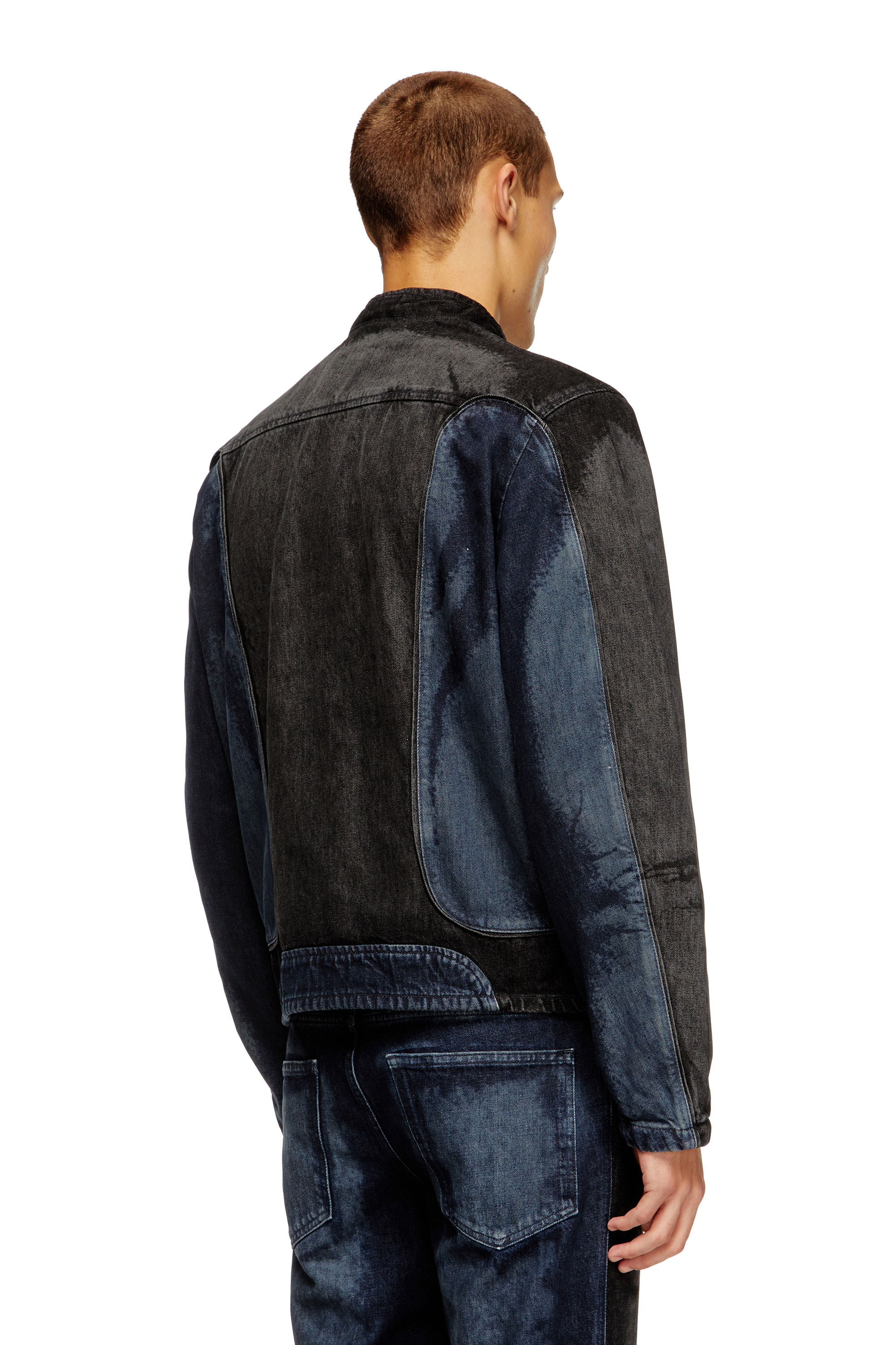 Diesel - D-BLENK-S, Giacca stile biker in denim bicolor Uomo in Multicolor - 4