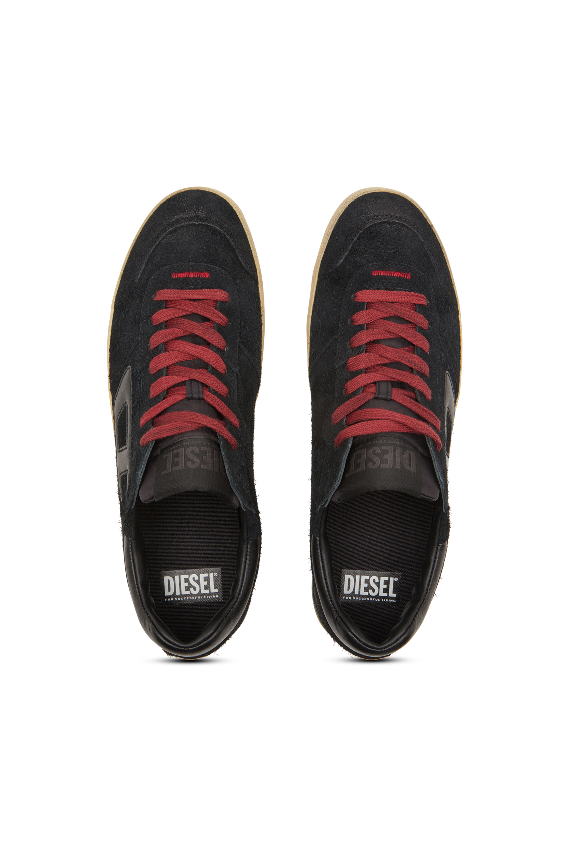 Diesel - S-LEROJI LOW, S-Leroji-Sneaker distressed in suede effetto pelo Uomo in Nero - 5