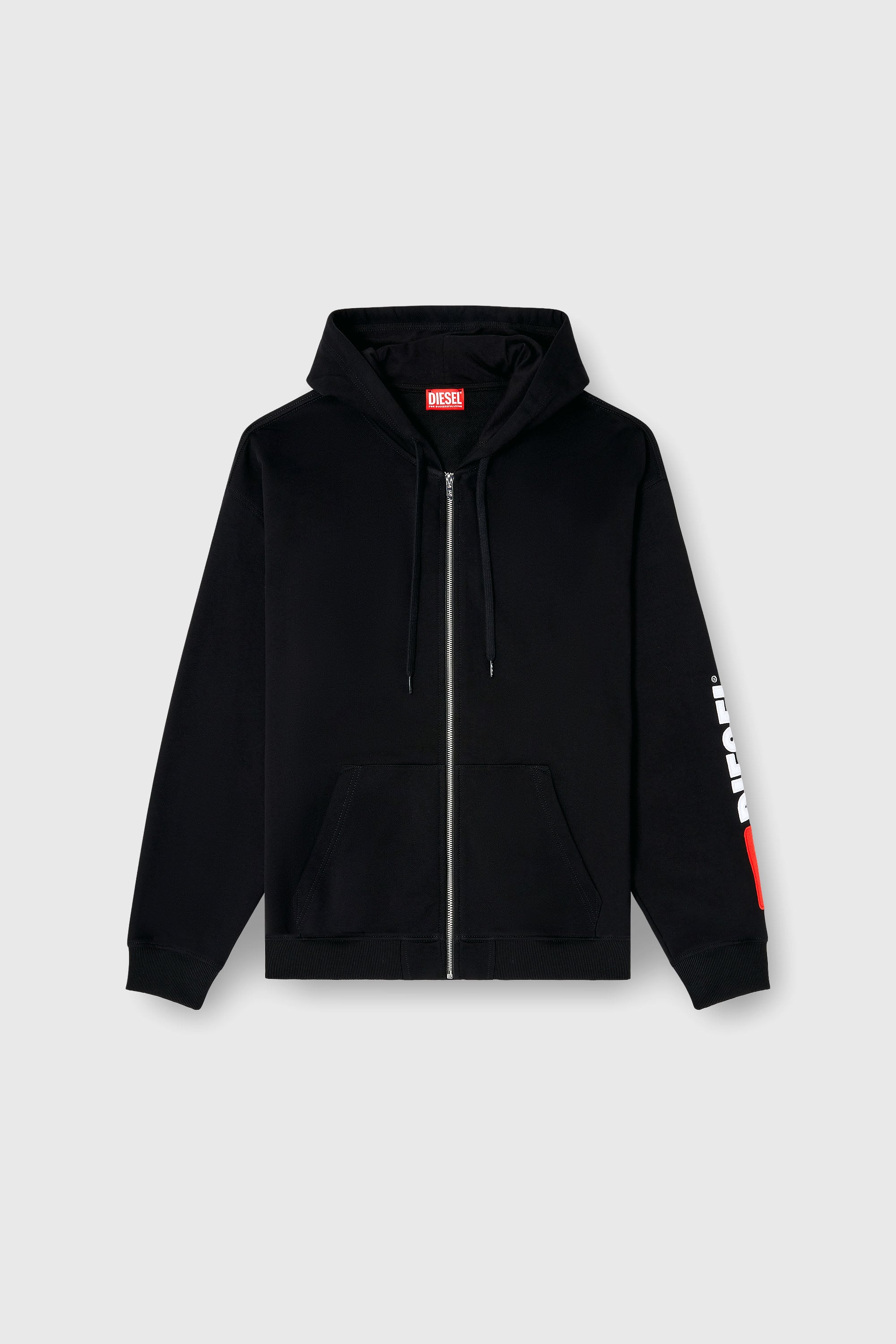Diesel - S-BOXT-ZIP-HOOD-DIV, Felpa con cappuccio con ricamo del logo Uomo in Nero - 2