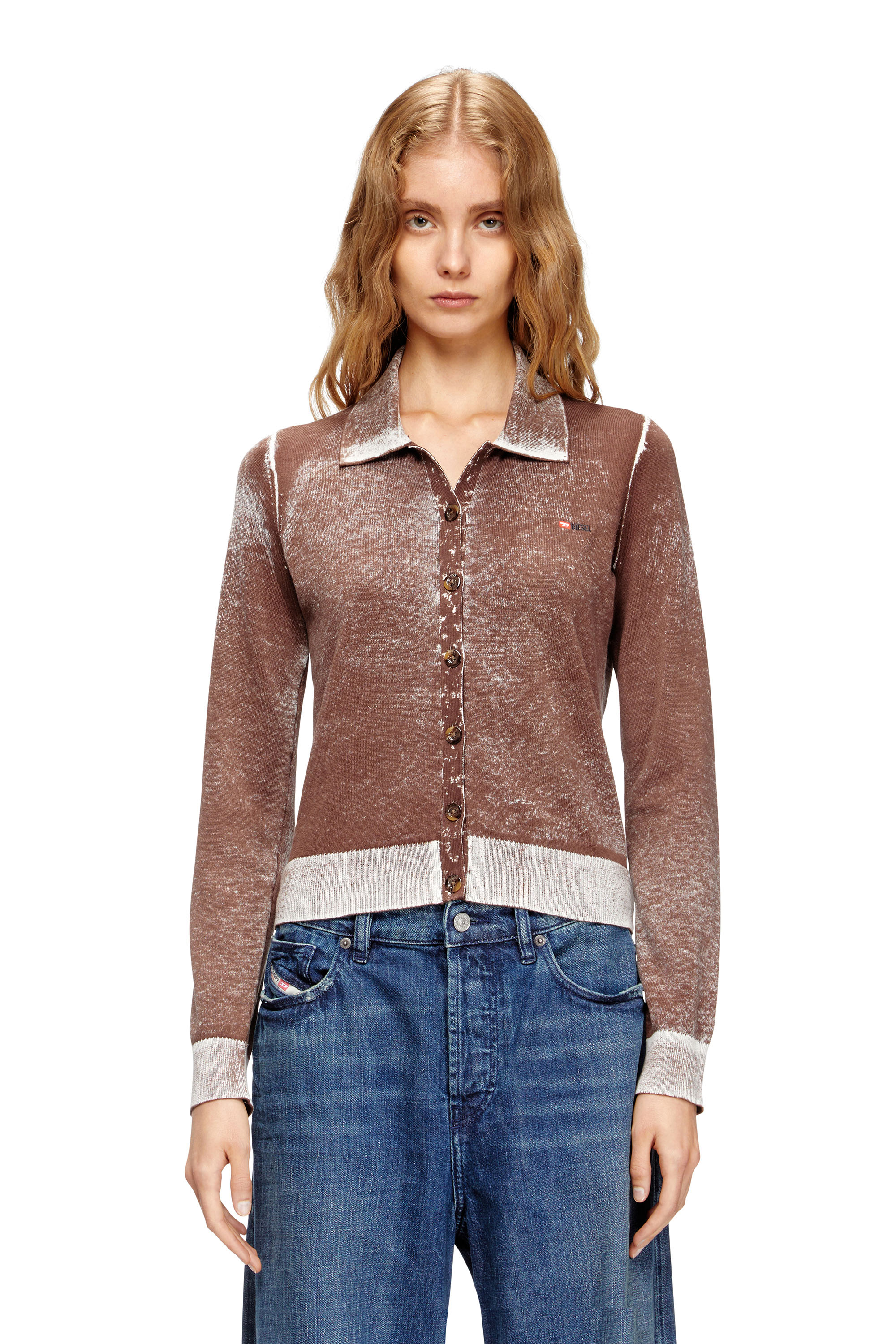 Diesel - M-LOREN, Cardigan con stampa interna sfumata Donna in Marrone - 1