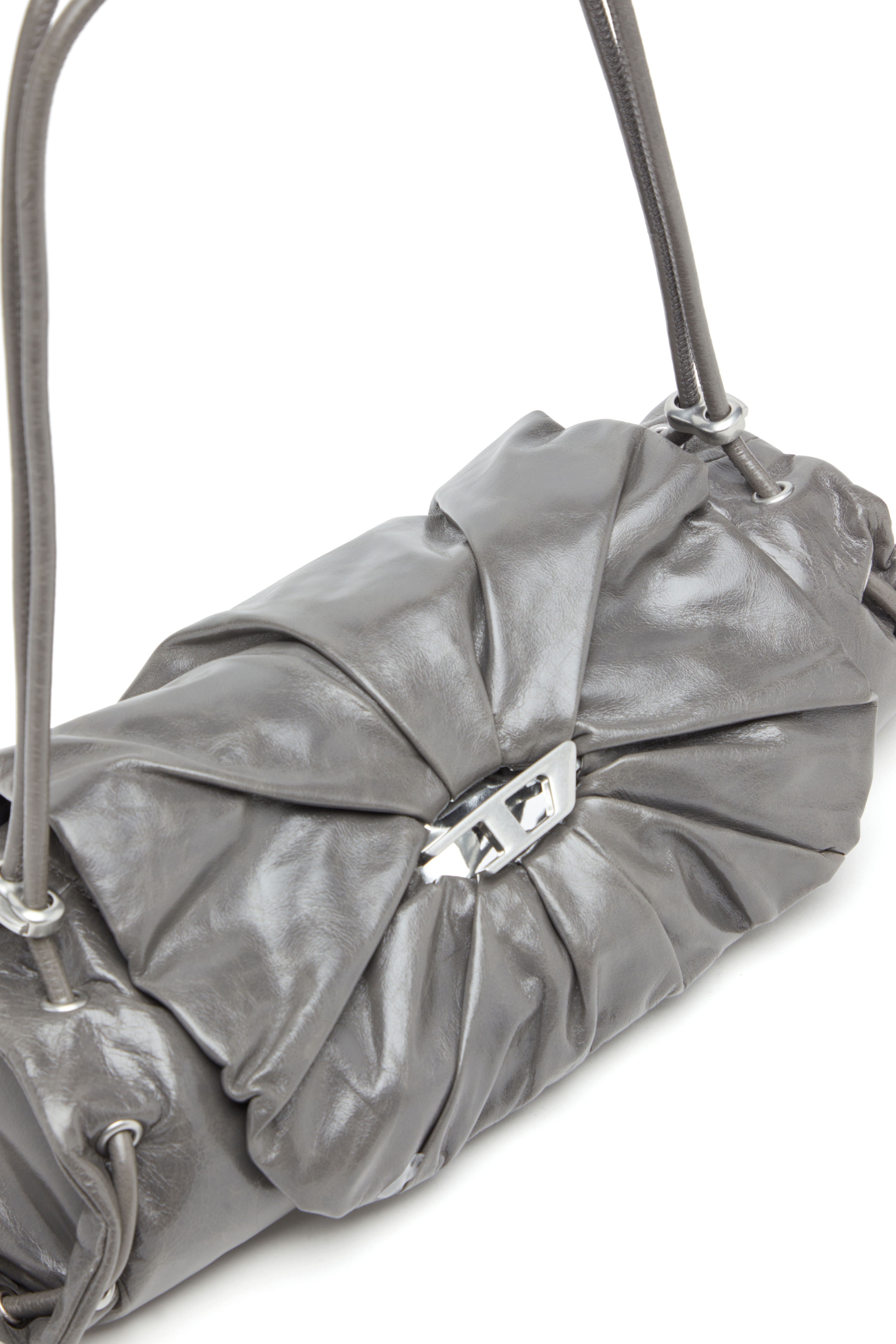 Diesel - SCRUNCH-D SHOULDER S, Borsa a spalla arricciata in pelle lucida Donna in Grigio - 5