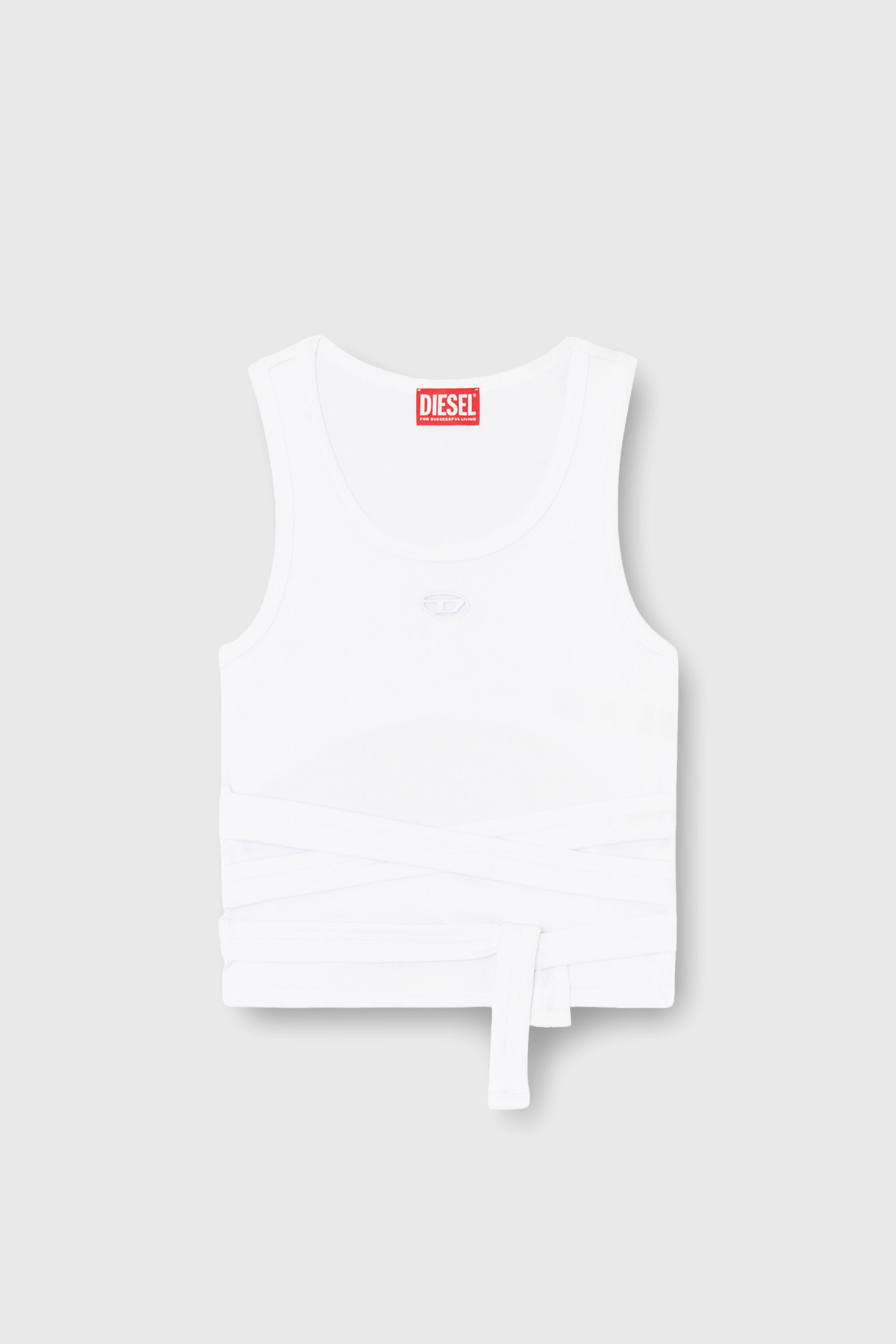 Diesel - T-ANKY-TAIL-S1, Woman's Crop top with wrap-around laces in White - 2