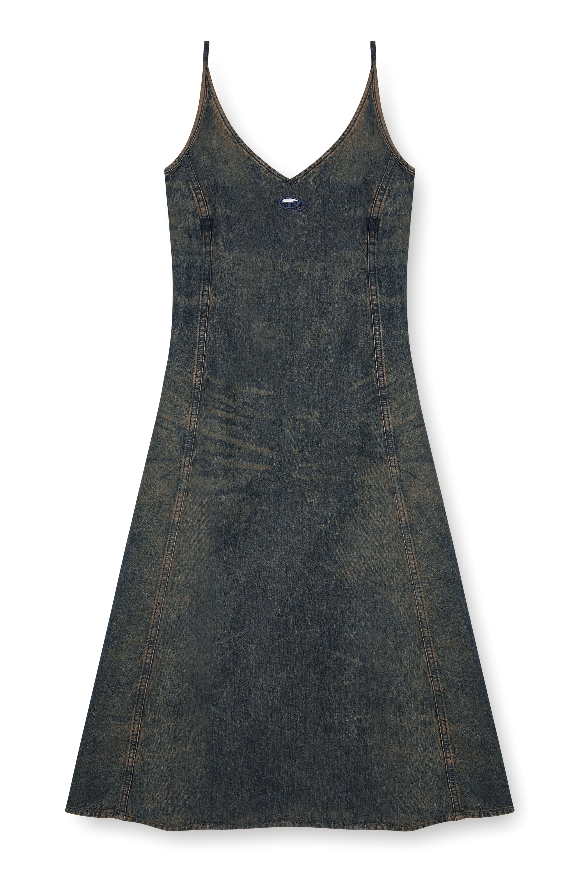 Diesel - DE-BELD-S, Abito midi in denim effetto dirty Donna in Blu - 3