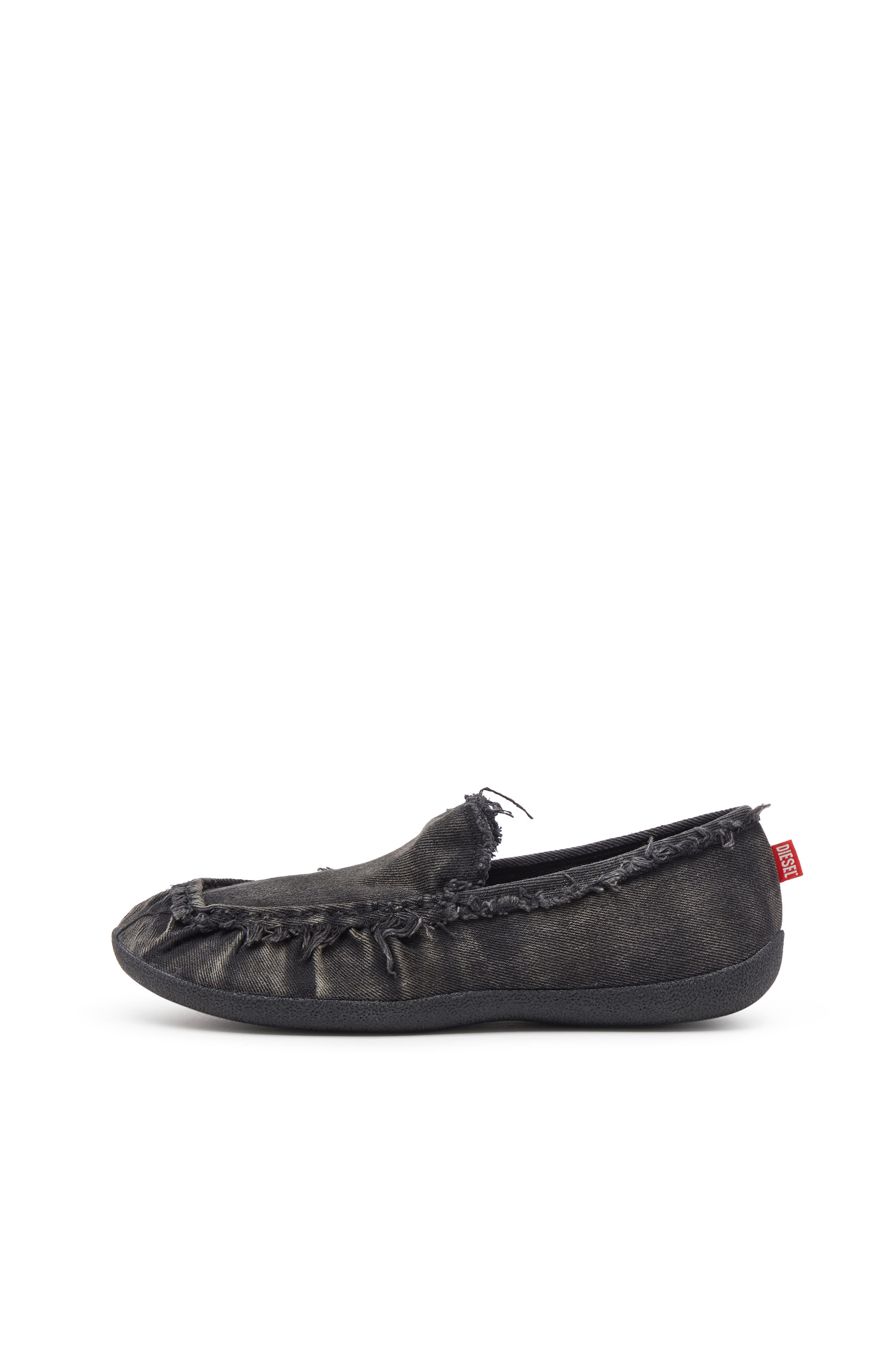 Diesel - D-SHOCK MOC, D-Shock-Mocassini in denim distressed Uomo in Nero - 3