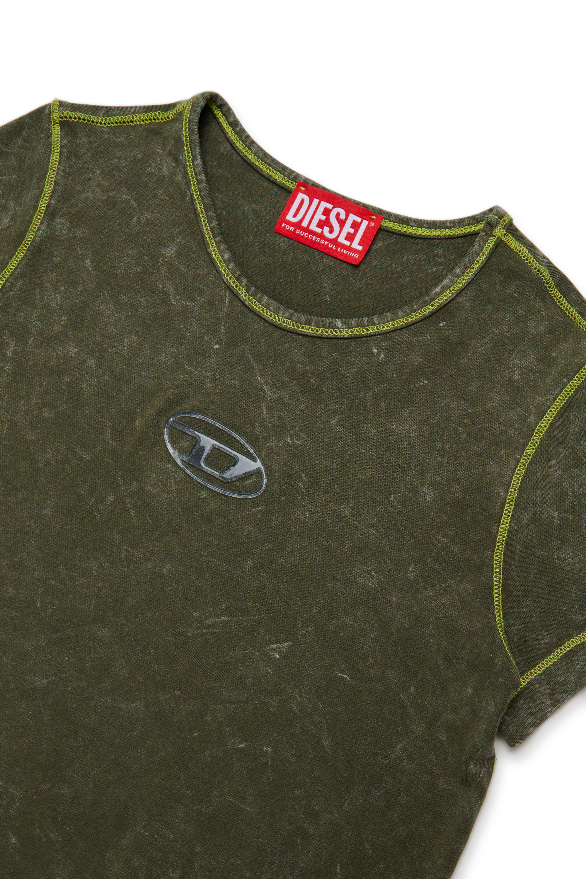 Diesel - TIPPY, T-shirt con logo frontale Donna in Verde - 3