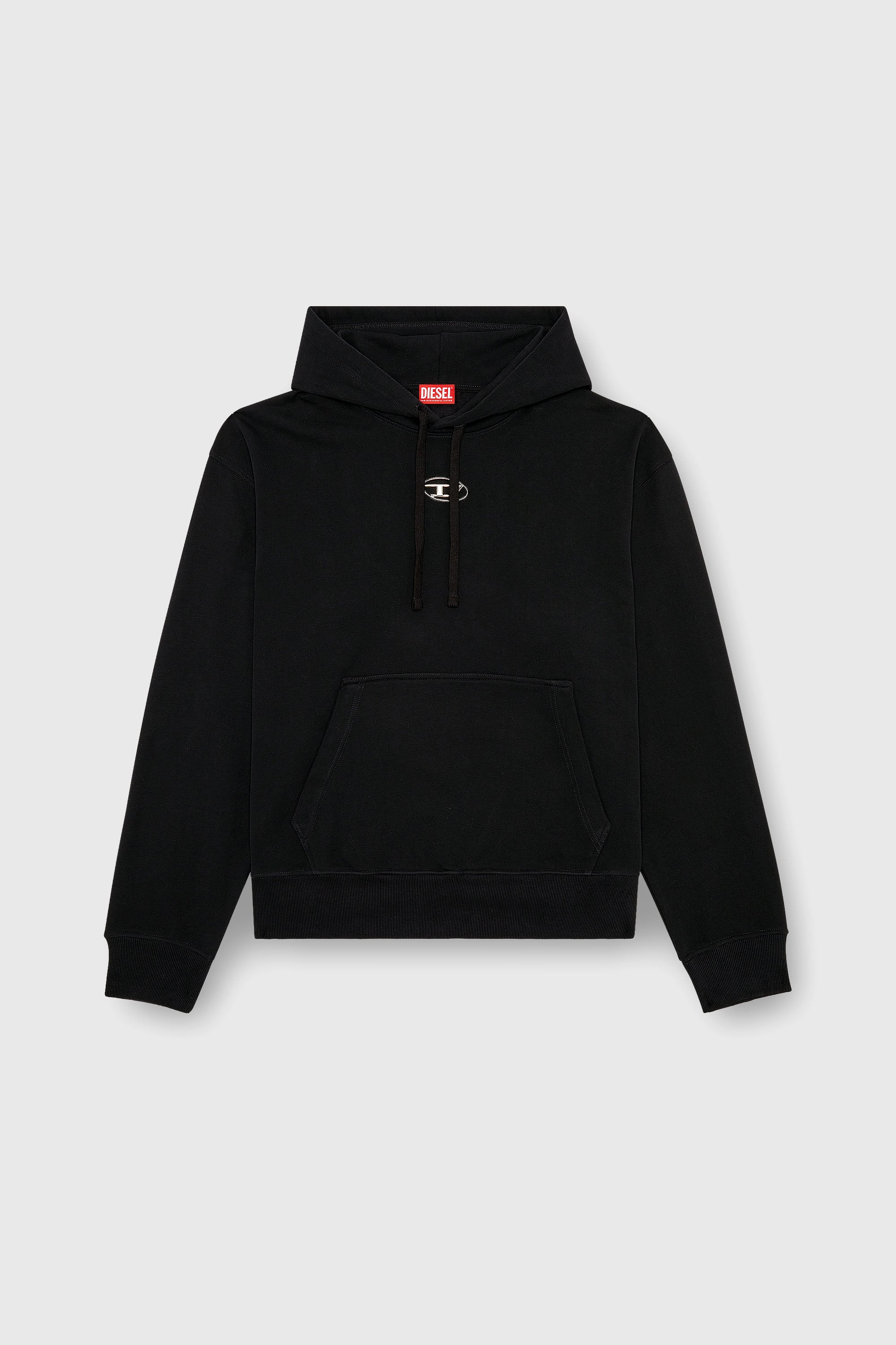 Diesel - S-MACS-HOOD-OD, Hoodie oversize con logo metallico Uomo in Nero - 2